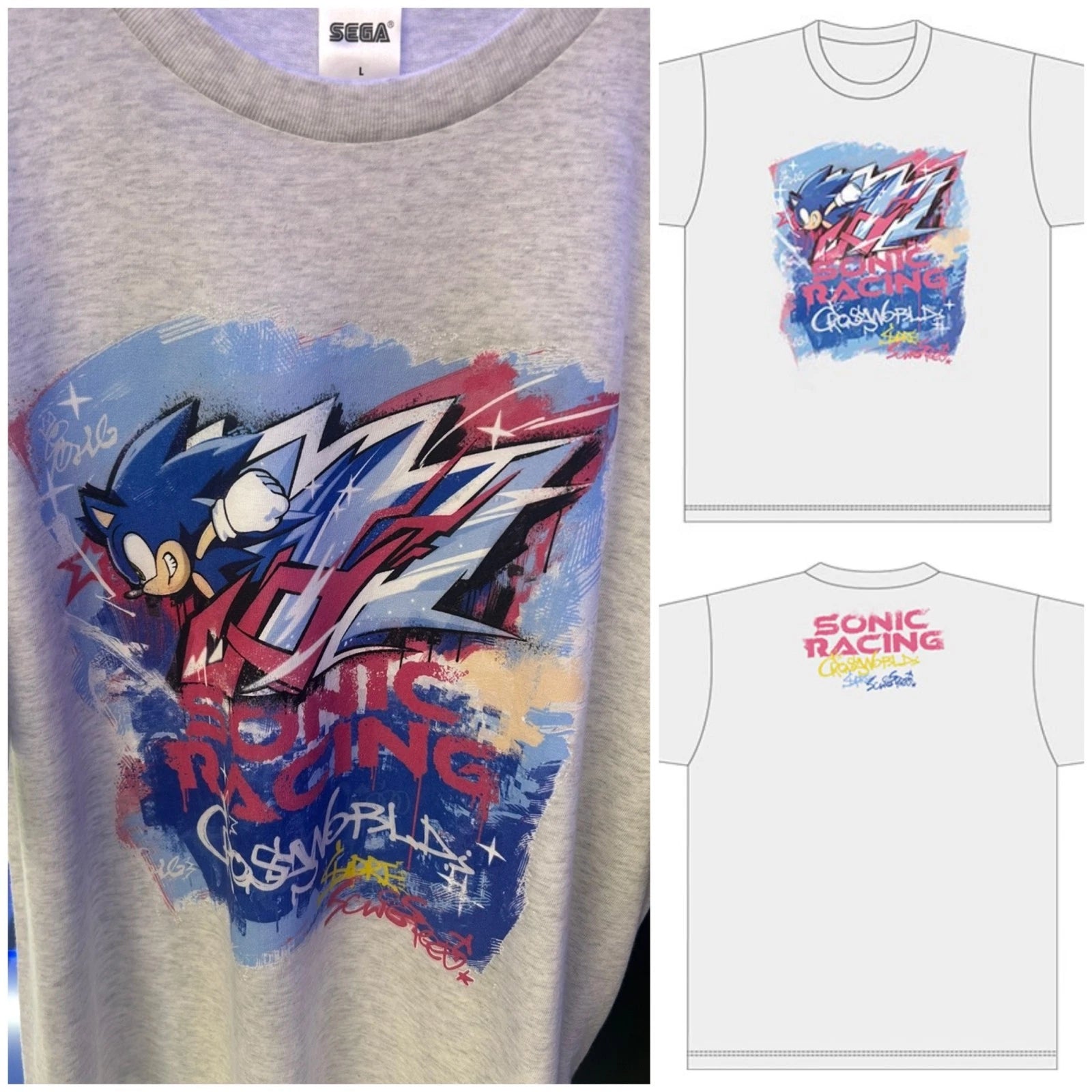 Sonic Racing Cross Worlds street art style T-shirt Sonic SEGA