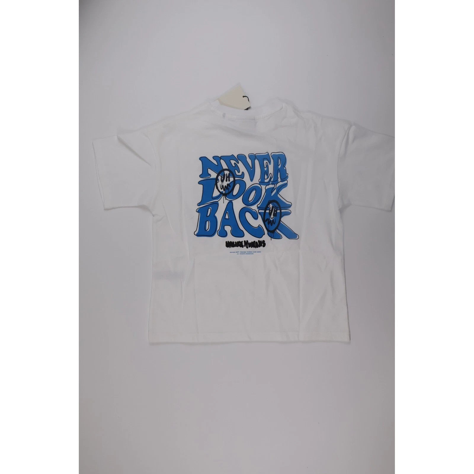 Unlike Humans T Shirt Hindsight Graphic Large White Streetwear Casual UHB10367
