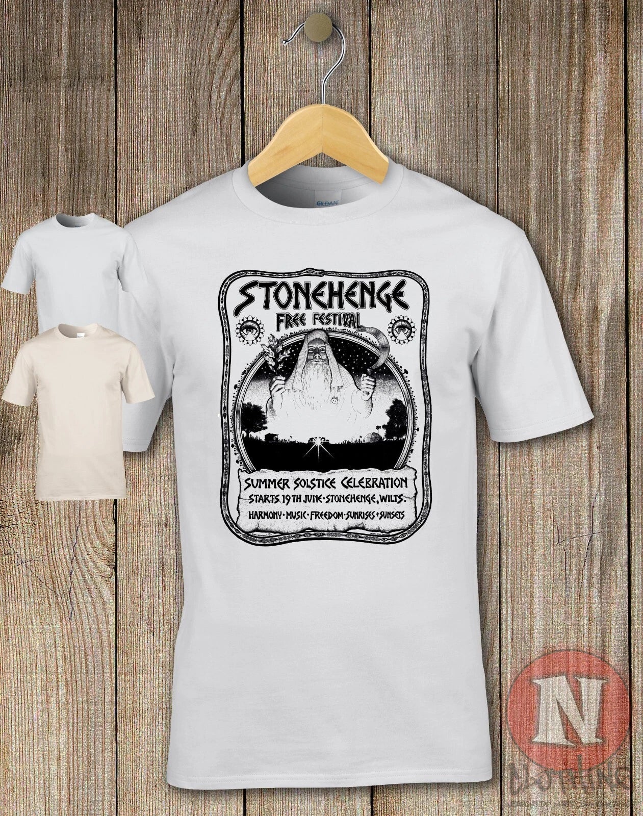 Stonehenge free festival t-shirt 70's hippie summer solstice Druids freedom