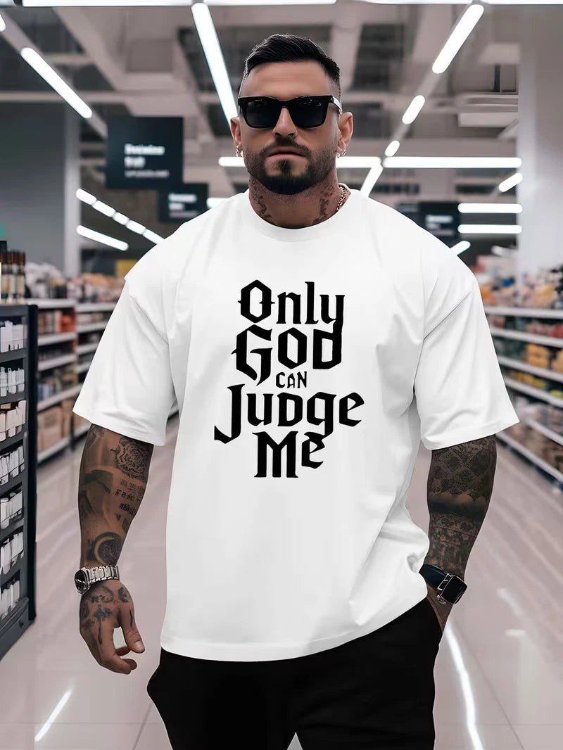Men's Only God Can Judge Me Graphic T Shirt Loose Fit Casual Summer Tee Top