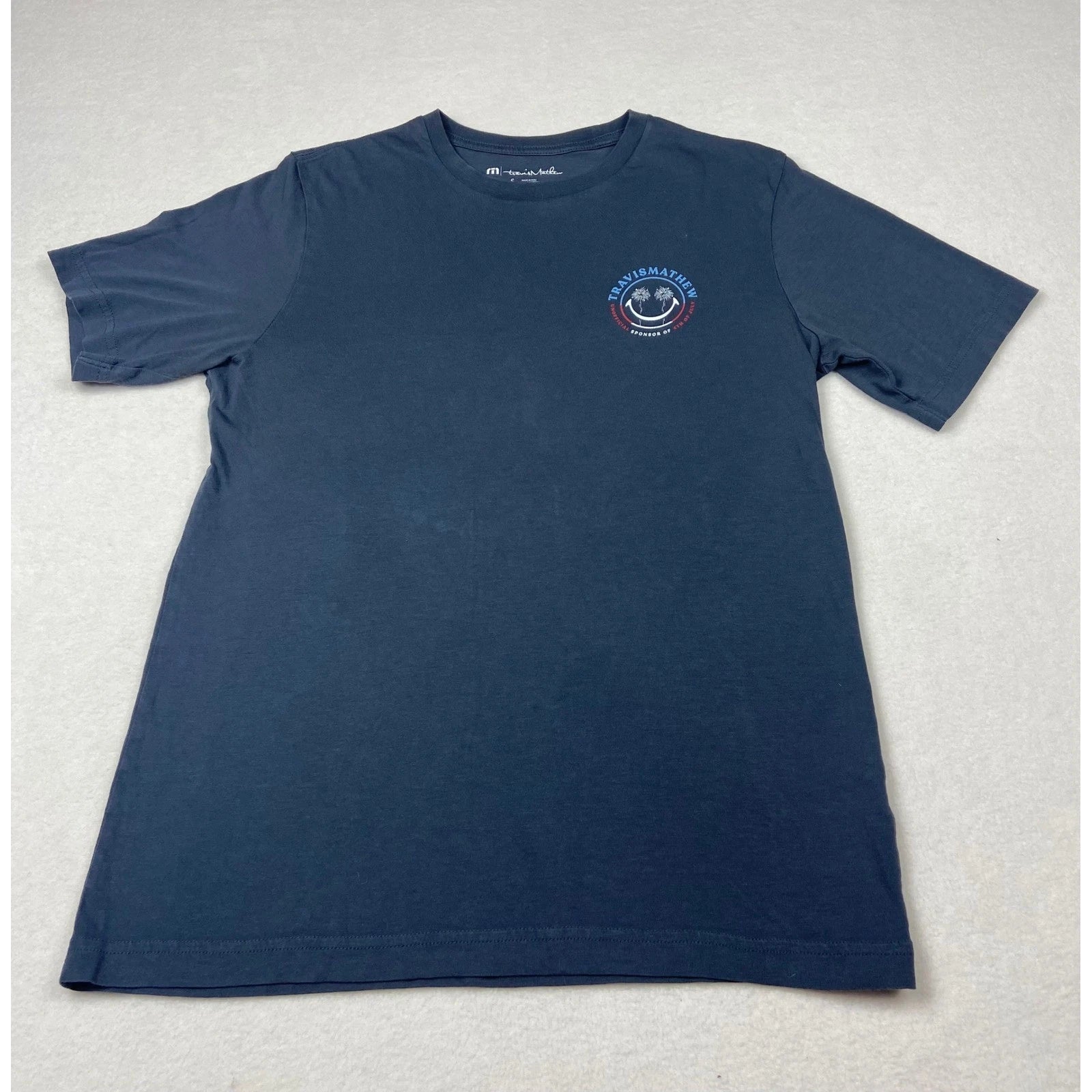 TravisMathew 4th of July Tee Mens S Navy Firework Graphic Tee USA Red White Blue