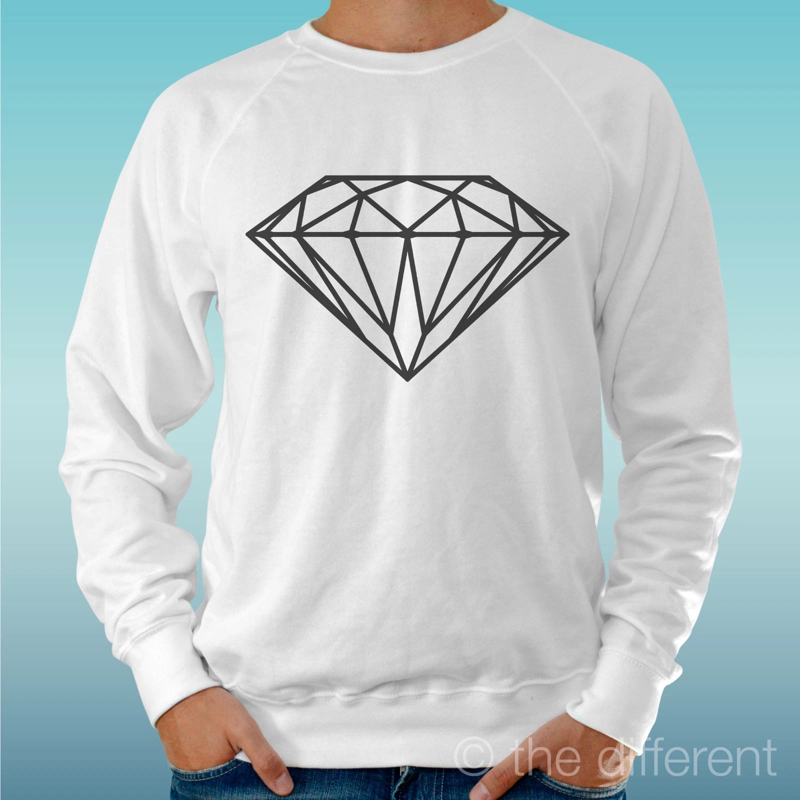 Felpa Man Light Sweater White " Diamond Draw " Road To Happiness