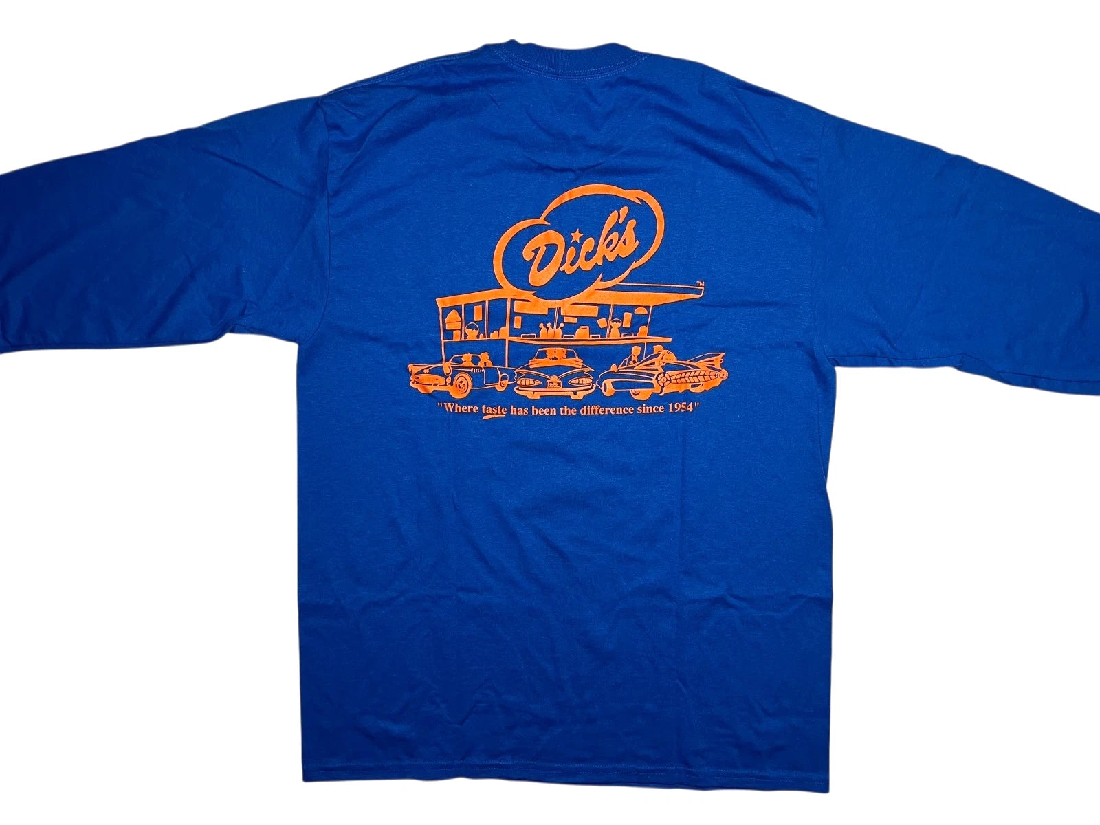 Two (2) DICK'S DRIVE-IN Blue SEATTLE BURGER SHIRT Long Sleeve Employee Men's M