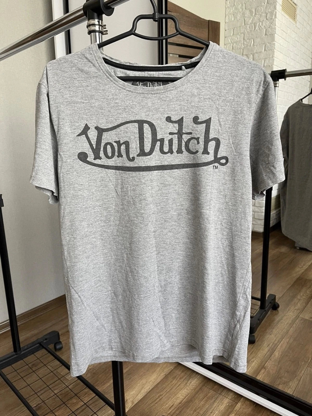 Von Dutch Big Logo T-Shirt Size Xl Gray Y2K