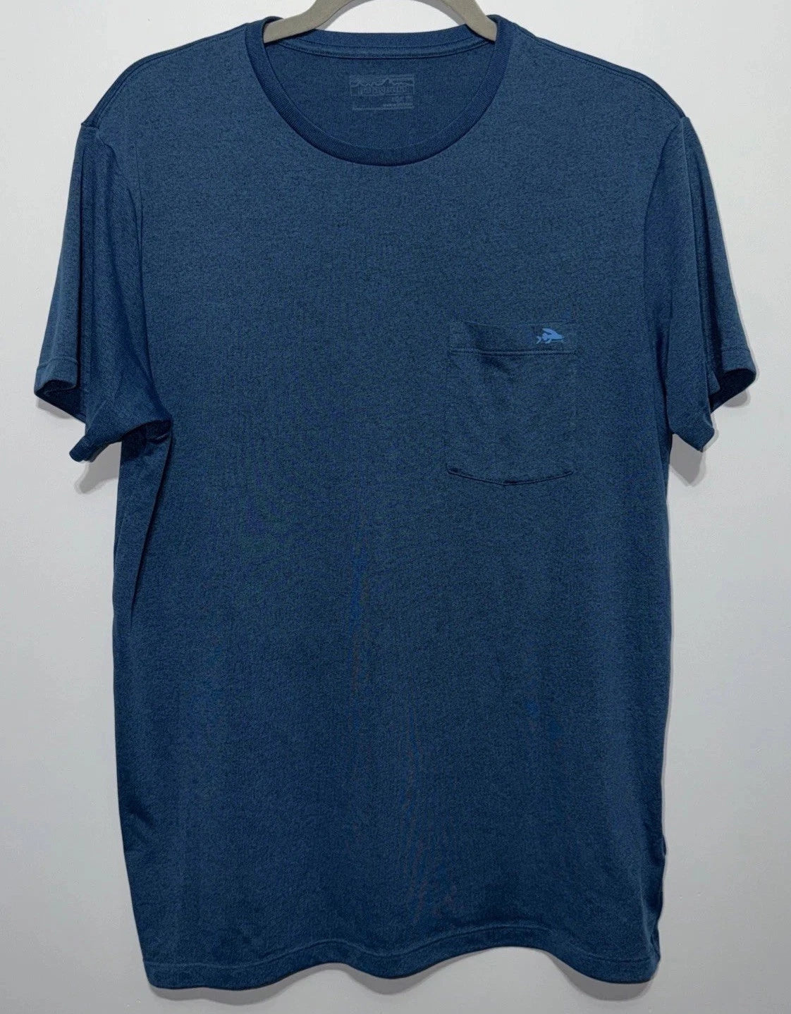 Patagonia Shirt Mens Large Blue Slim Fit Flying Fish Pocket Tee T-Shirt