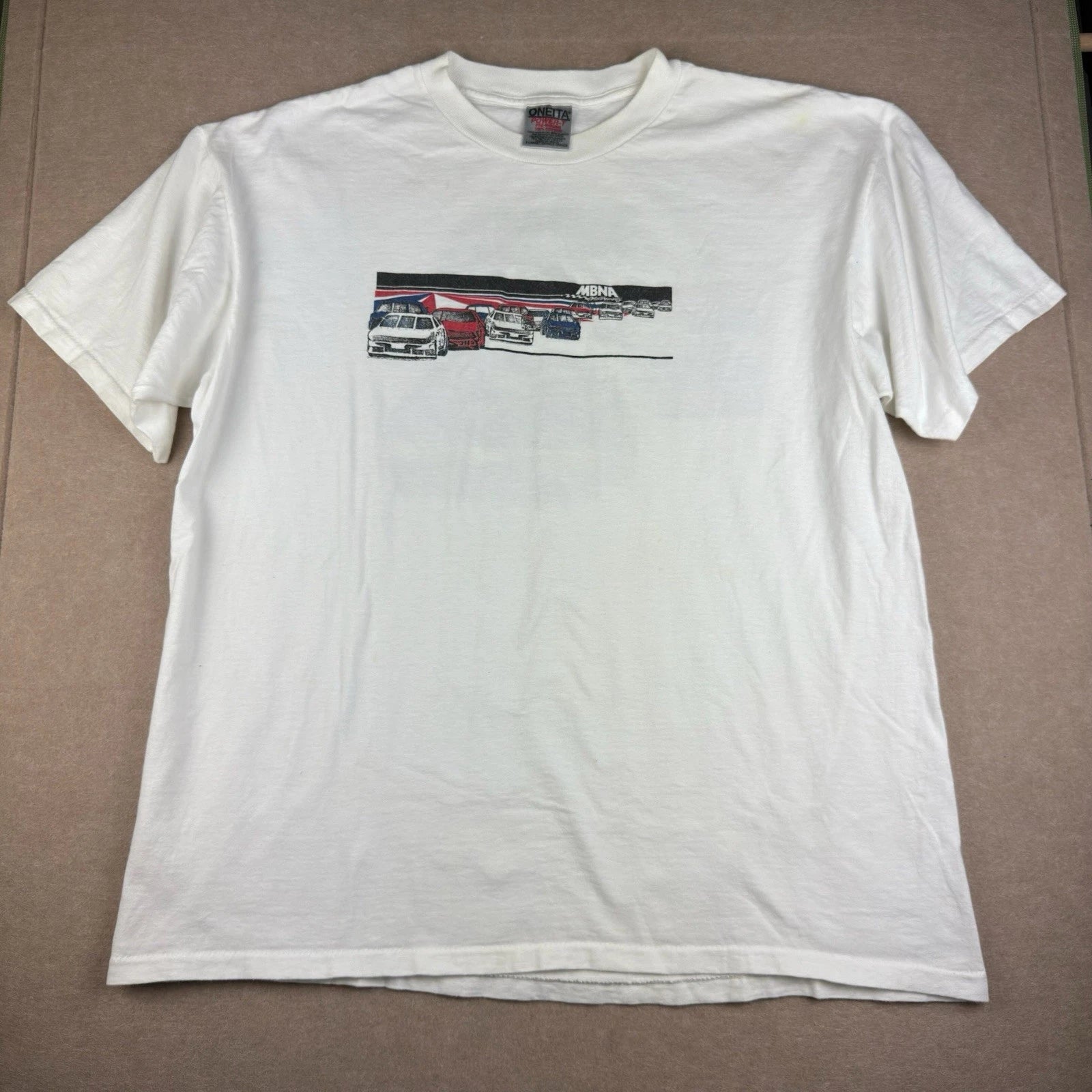 Vintage MBNA Motorsports Racing Shirt Men’s XL White Cars Single Stitch USA