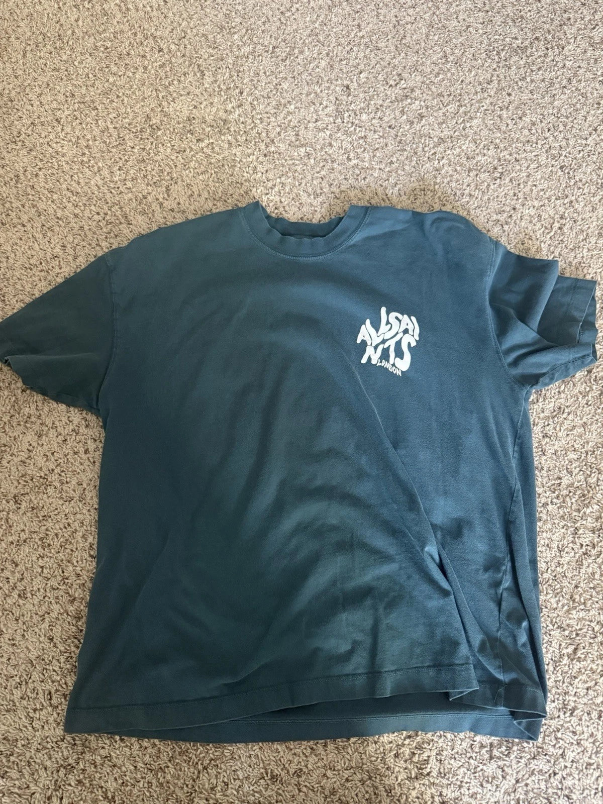 ALL SAINTS Orlando Logo Print Oversized T-Shirt Men's Size L Green