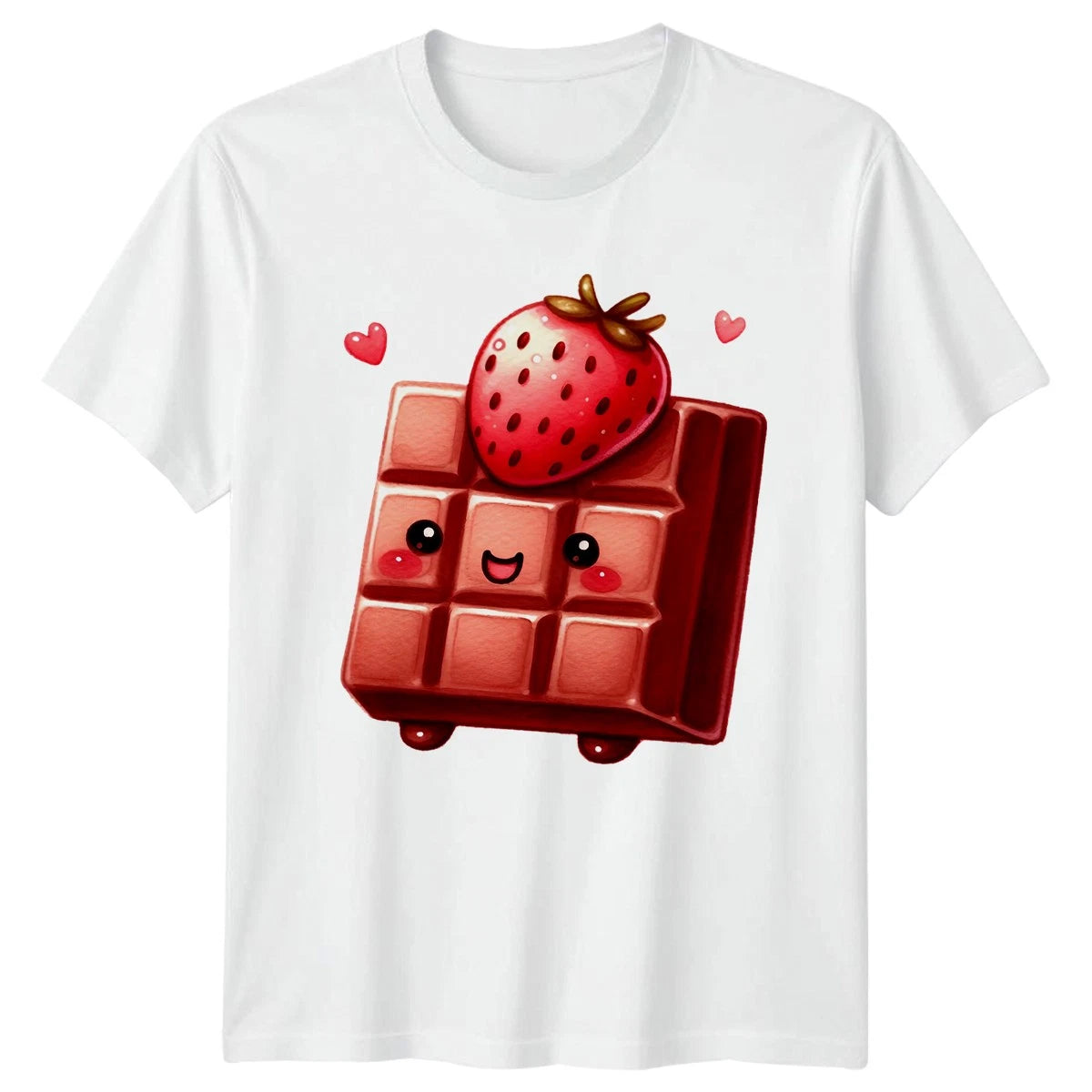 Cute Kawaii Chocolate Strawberry T-Shirt Dessert Food Gift For Him And Her