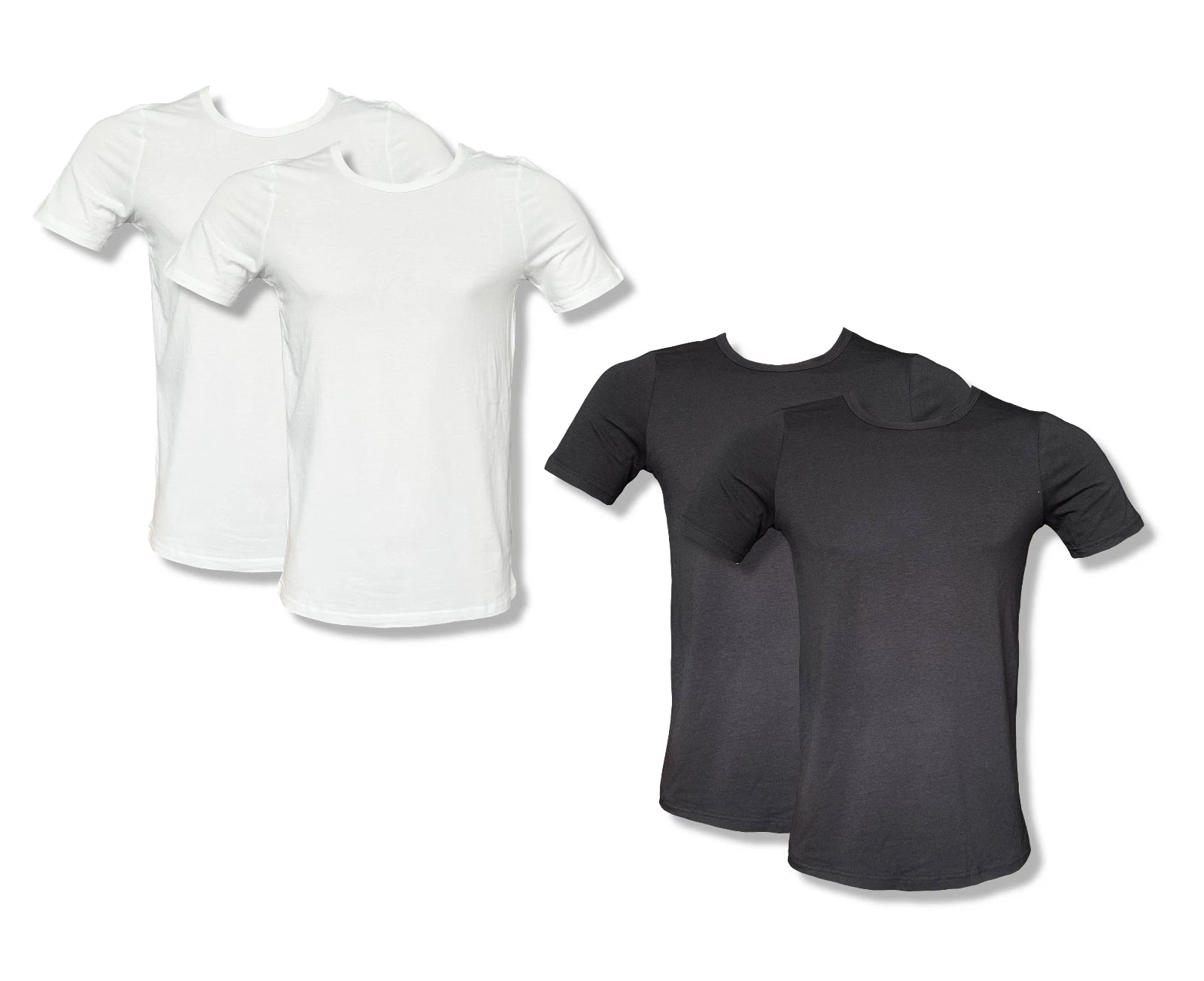 Men's T-Shirt Twin Pack Short Sleeve Extra Slim Fit Black White Size M L XL 2XL