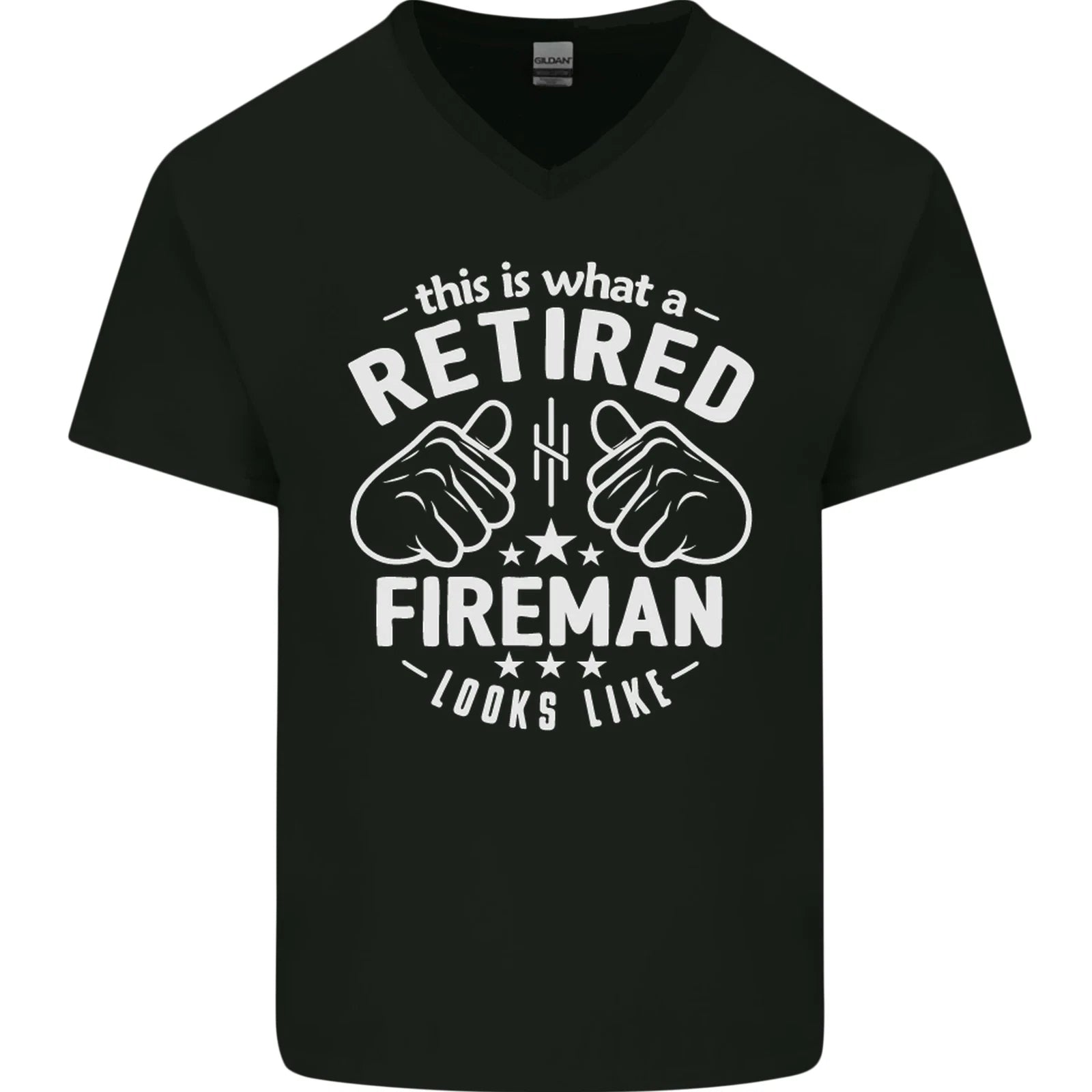 This Is What a Retired Fireman Looks Like Mens V-Neck Cotton T-Shirt