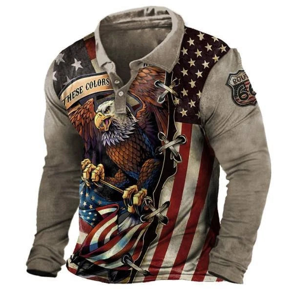 USA flag flag Eagle Route 66 T-shirt long sleeve shirt polyester
