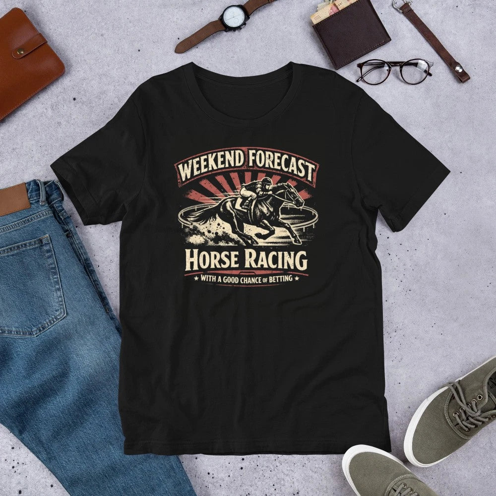 Weekend Forecast Horse Racing Chance of Betting Gambling Unisex t-shirt
