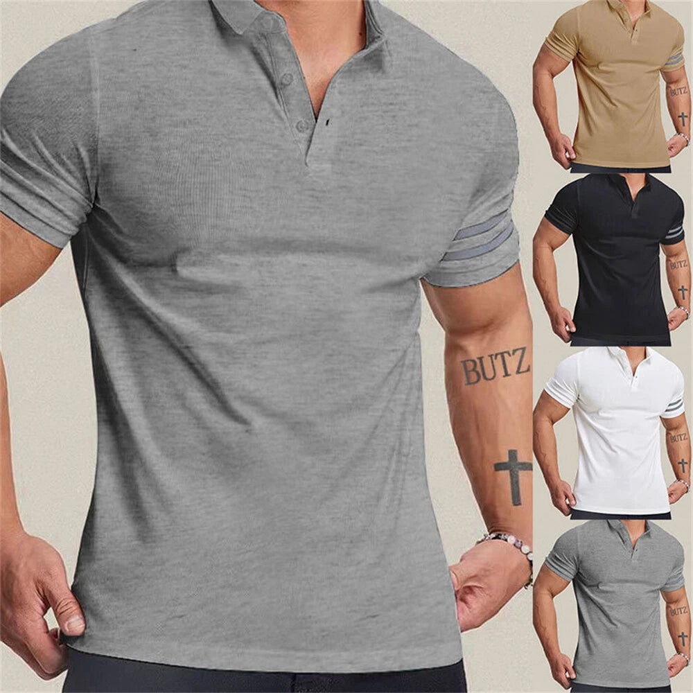 Men's Short Sleeve Slim Fit Polo Shirts Business Shirts Casual Golf Shirt