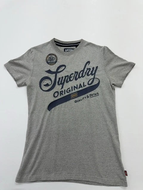 Superdry Men's Gray Logo T-Shirt Size S Regular Crew Neck