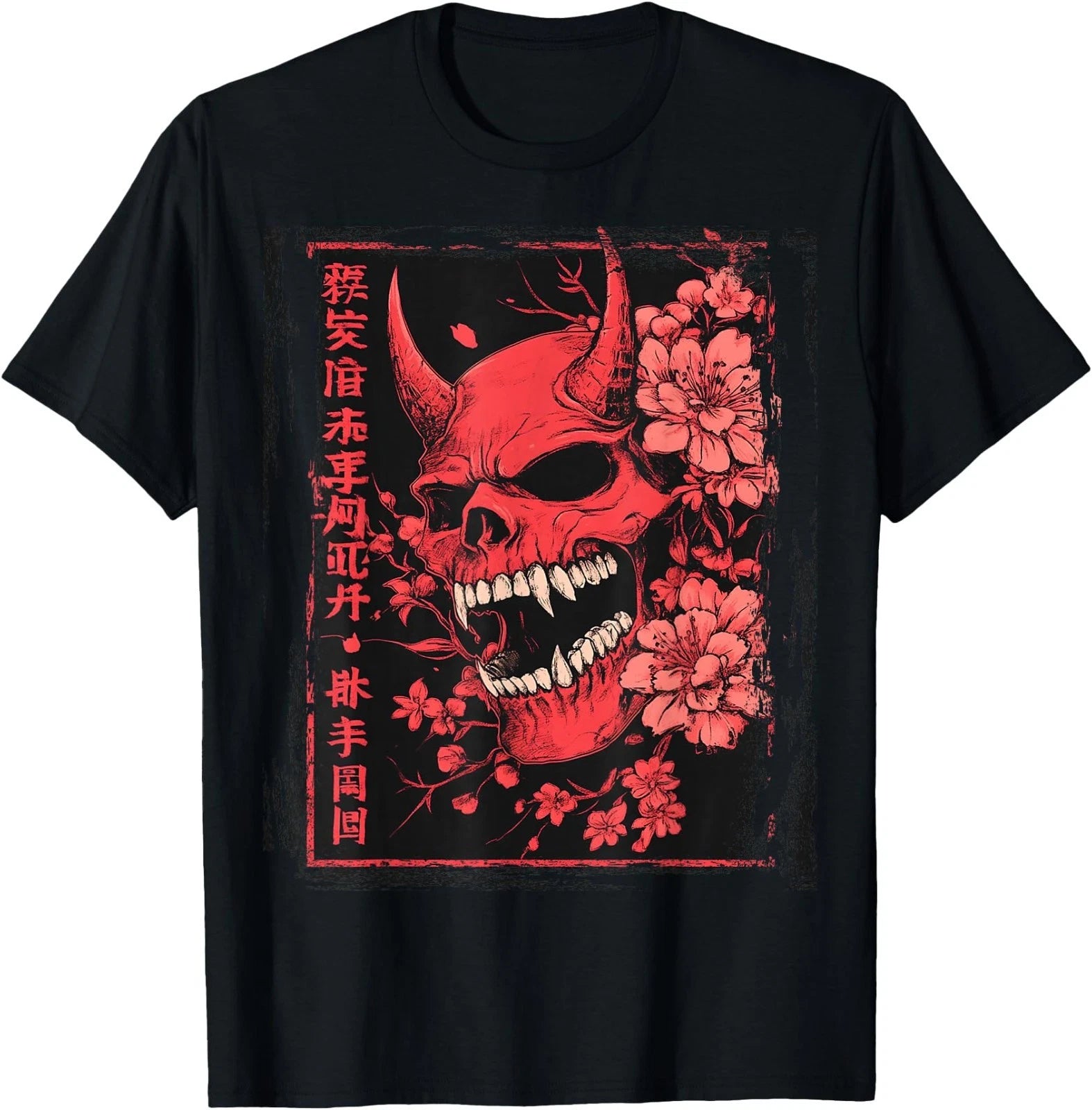 Demon Face Skull Japanese Art Devil Oni Harajuku Aesthetic T-Shirt
