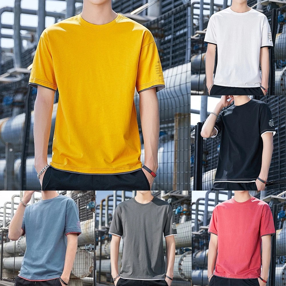 For Men For Daily Wear Men's Two-piece Tee Casual Outings O-neck Neckline