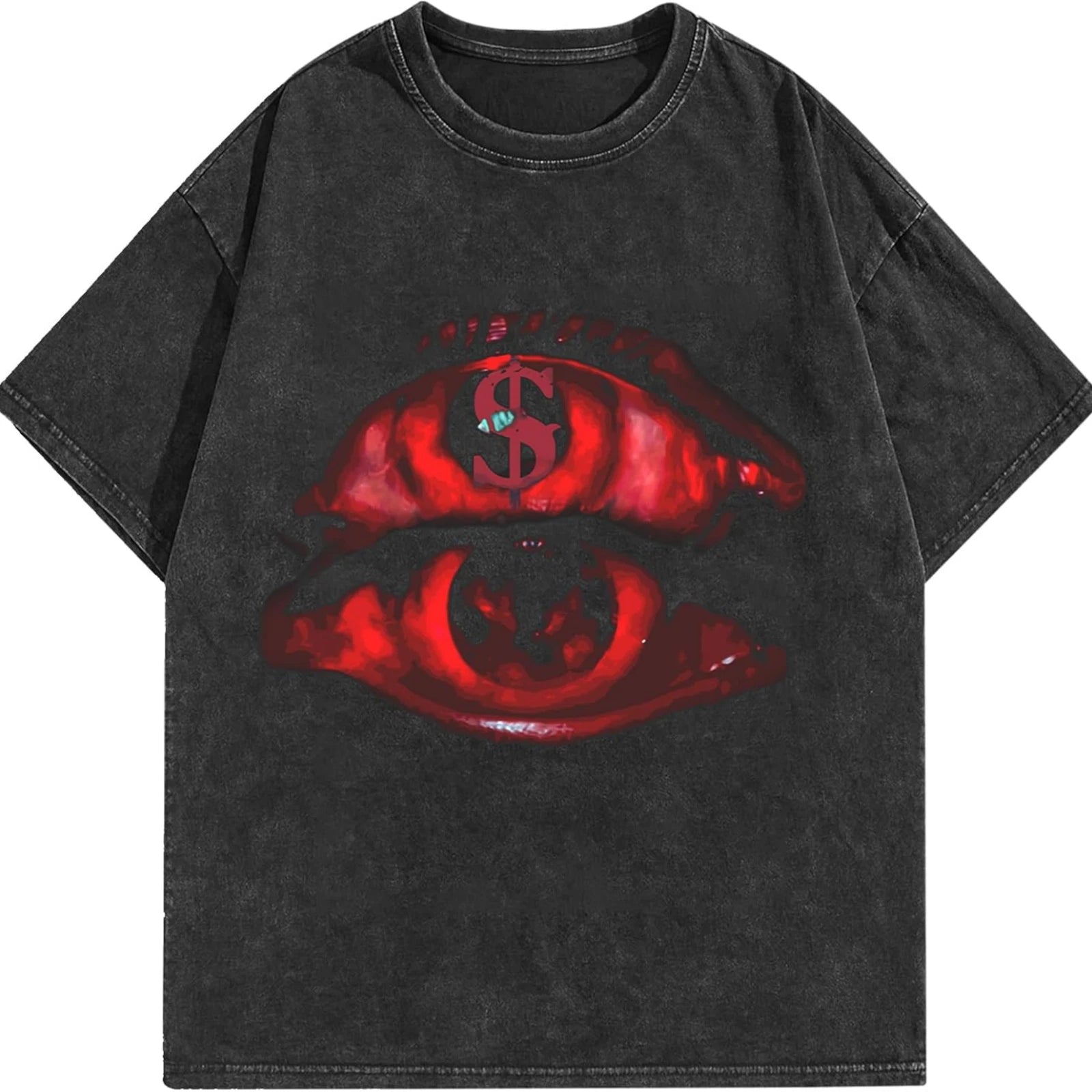 Graphic Tees Acid Washed Y2K Vintage Oversized Streetwear Cotton Short Sleeve