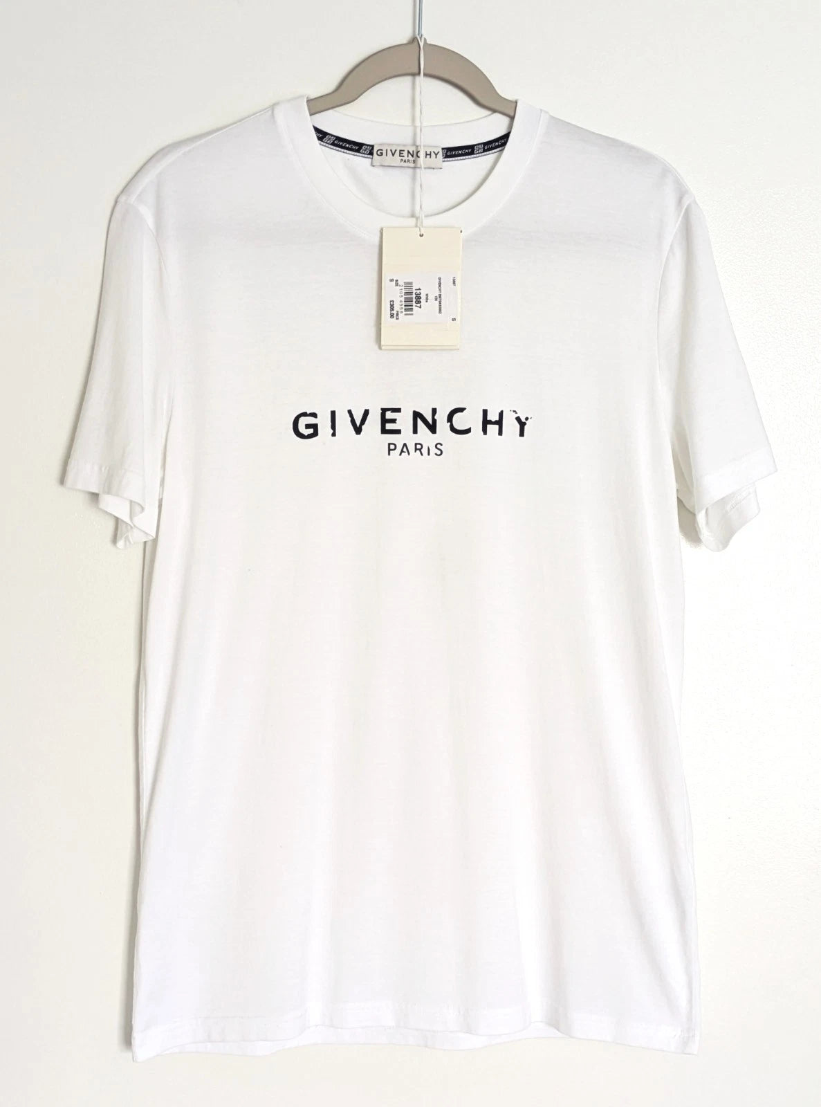 Authentic Givenchy Distressed Logo White T-Shirt Men's Size S With Tags