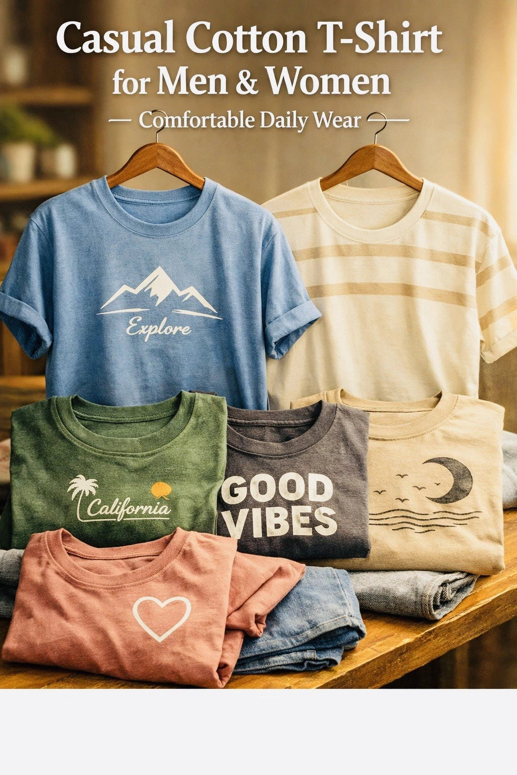Casual Cotton T-Shirt for Men & Women Comfortable Daily Wear