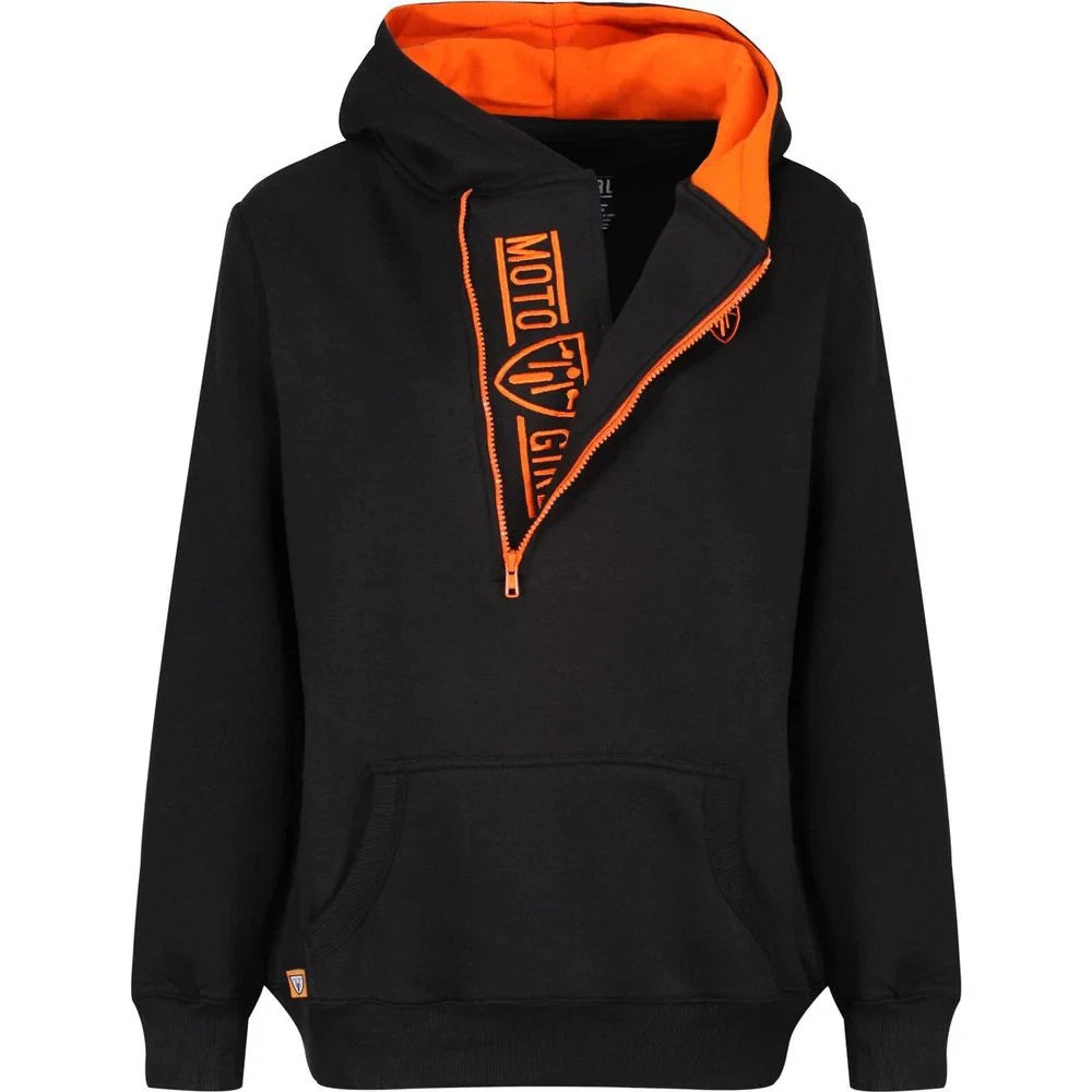 MotoGirl Helmet Ladies Fashionable Casual Wear Hoodie Black / Orange