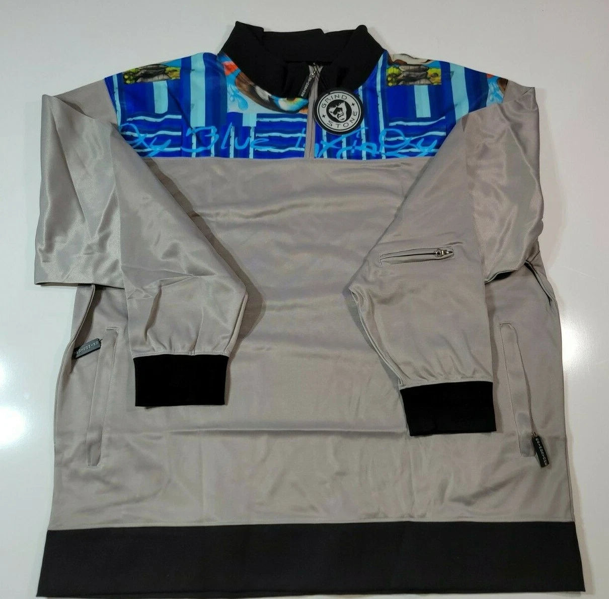 NWT  Urban Streetwear Hip Hop Grind Stone Universal 1/4 Pullover Men's 4XL