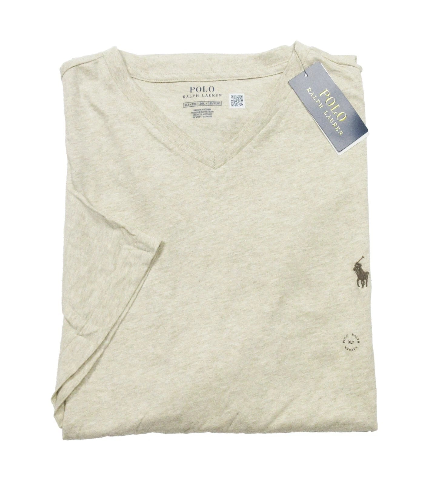 Polo Ralph Lauren Big & Tall Men's Beige Heather V-Neck Short Sleeve T-Shirt