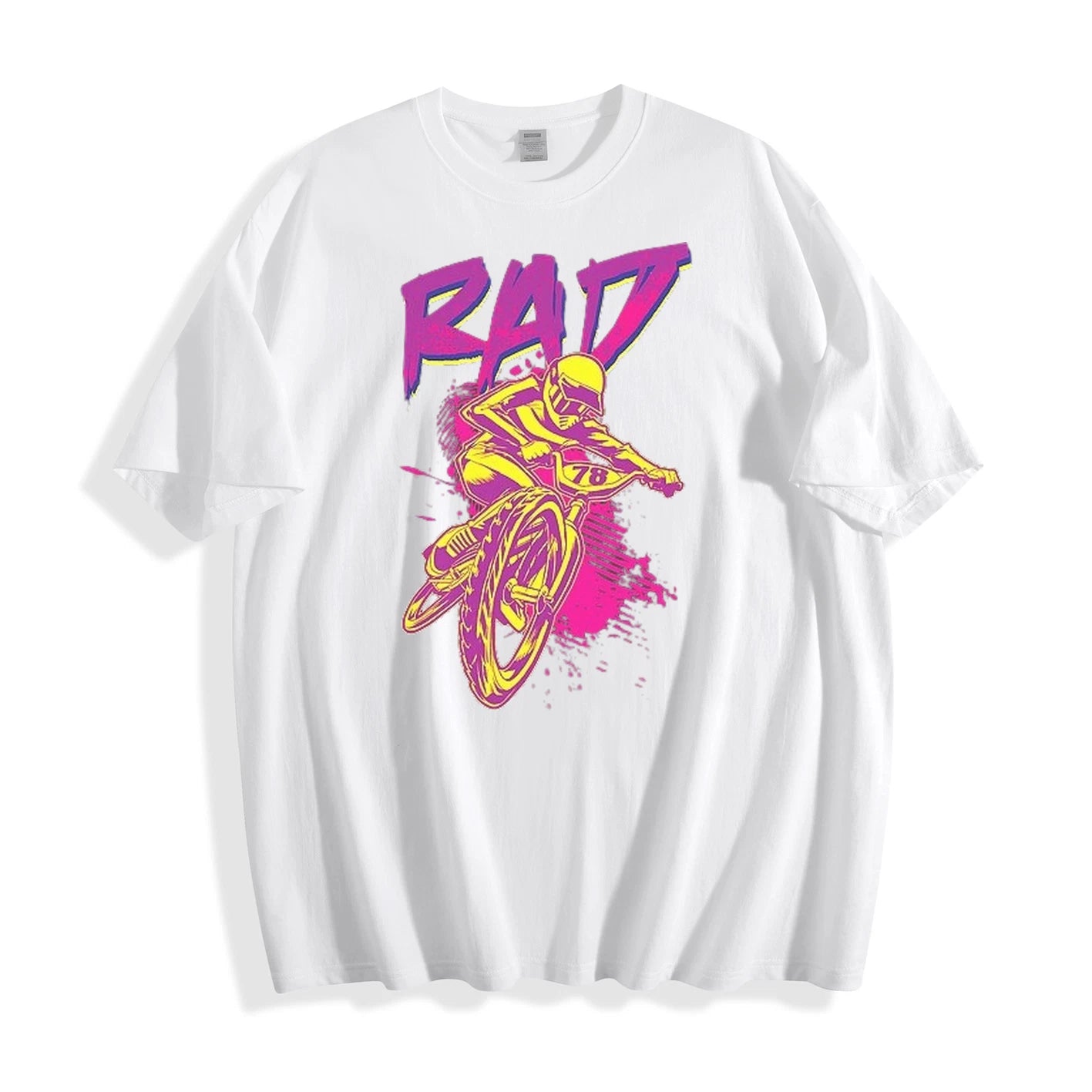 OFFICAL 80s Men's RAD BMX Graphic T-Shirt Retro Bike Rider Tee Streetwear