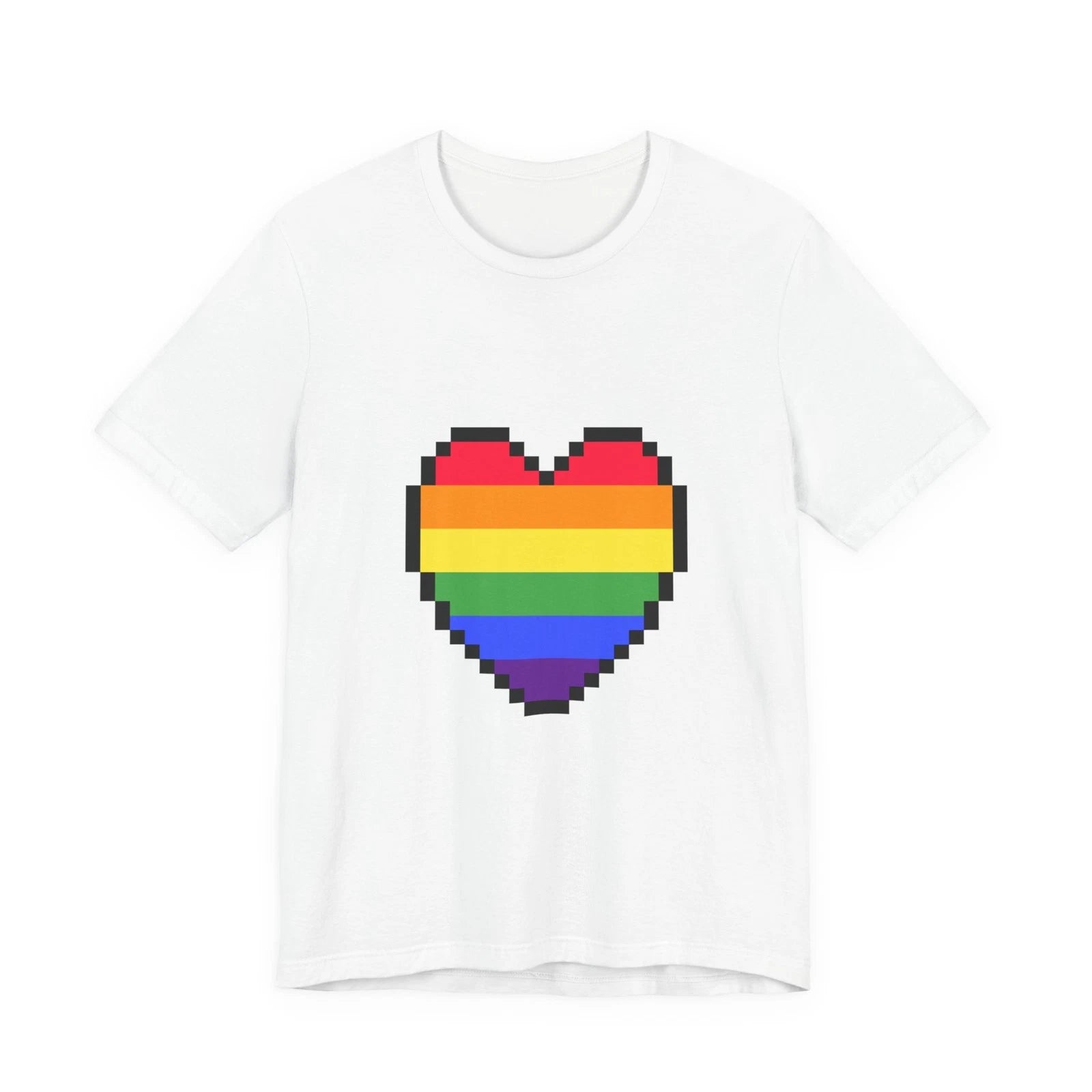 Unisex Jersey Short Sleeve Tee Cute 8-Bit Retro Pixel Art Pride Heart Shirt
