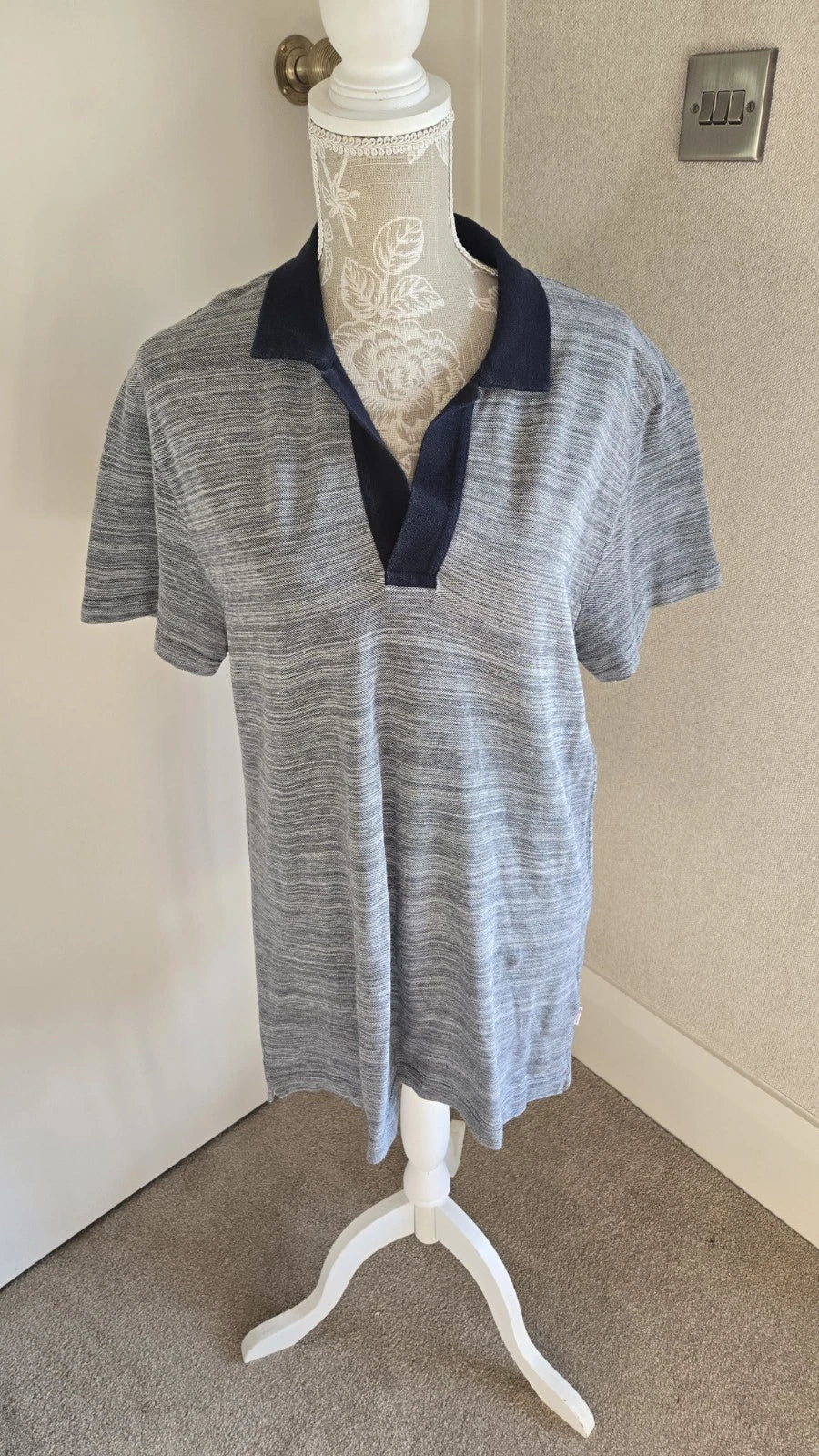 MENS ORLEBAR BROWN SIZE XLARGE Blue/Grey COLLARED SHORT SLEEVE CASUAL T-SHIRT XL