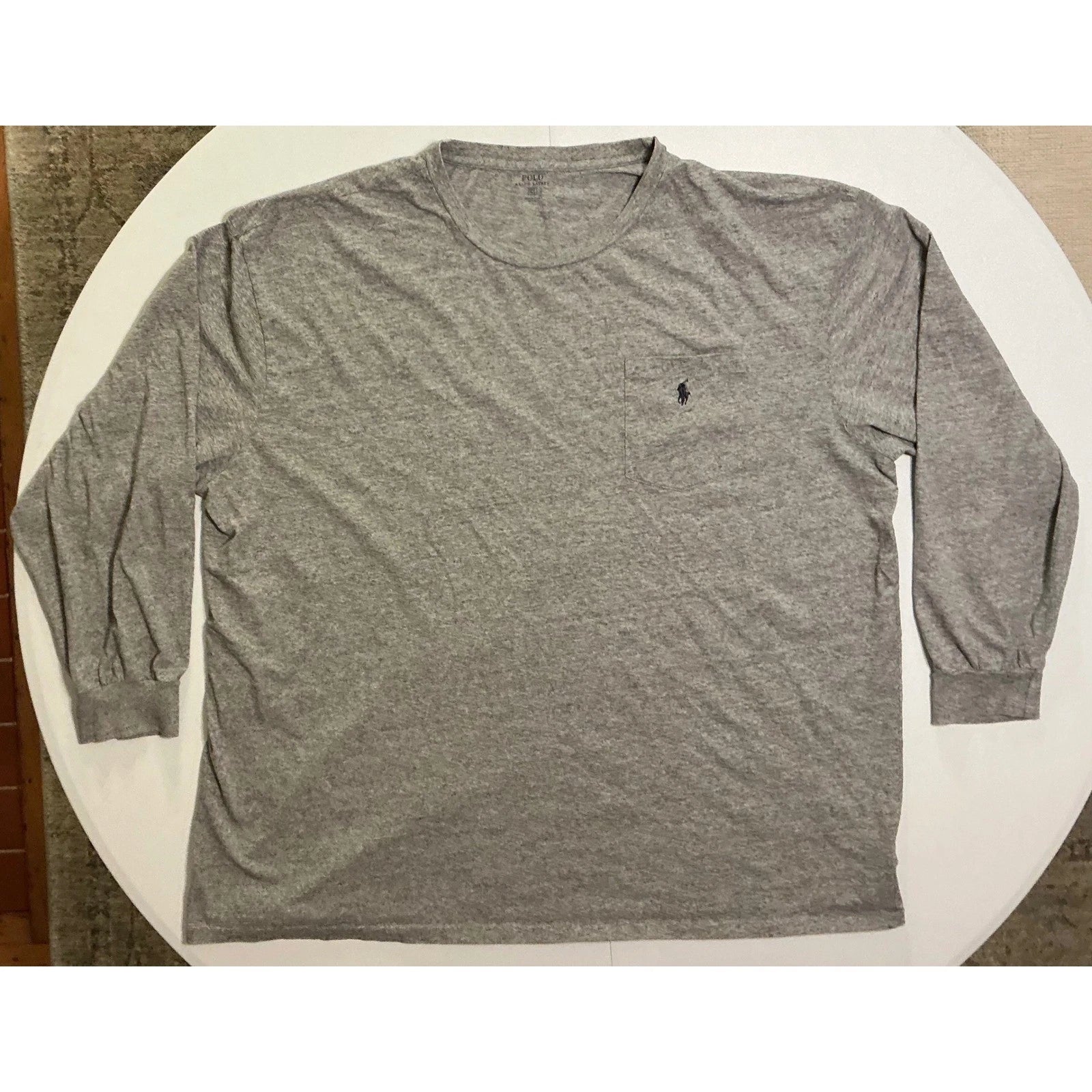 Polo Ralph Lauren Mens 4XLT Gray Long Sleeve Pocket T-Shirt Cotton Tall