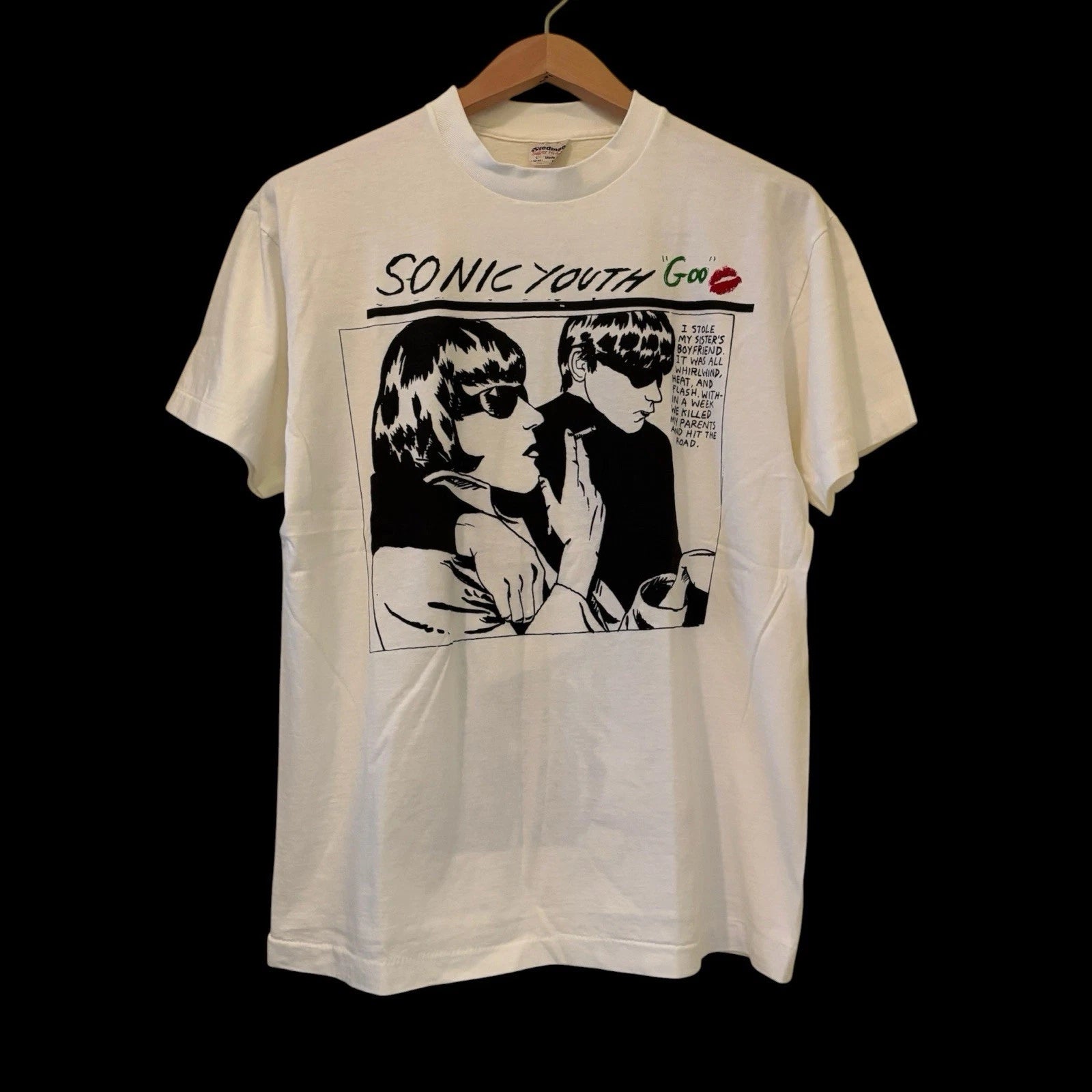Vintage Sonic Youth Goo 90s Band Grunge Concert White Sz Large T-Shirt REPRINT
