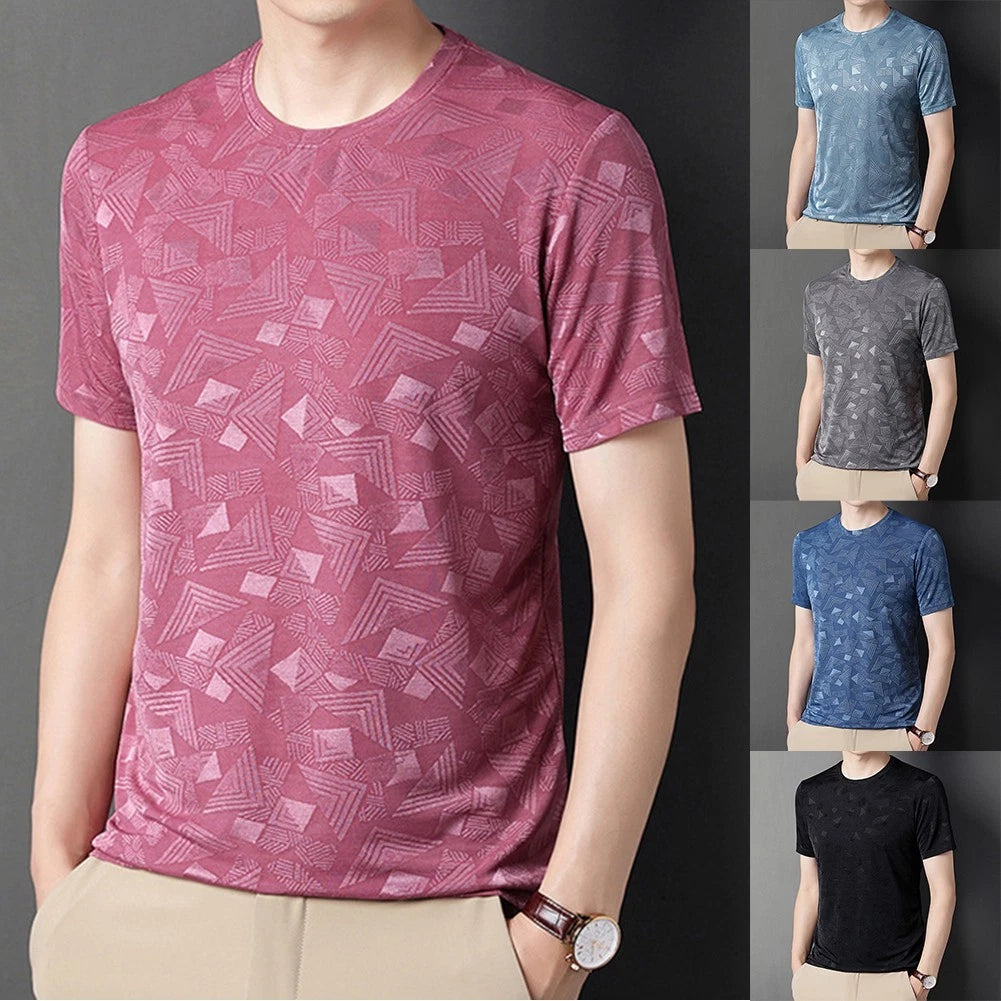 Men's Round Neck Short Sleeve Slim Fit T Shirt for Layering Under Shirts