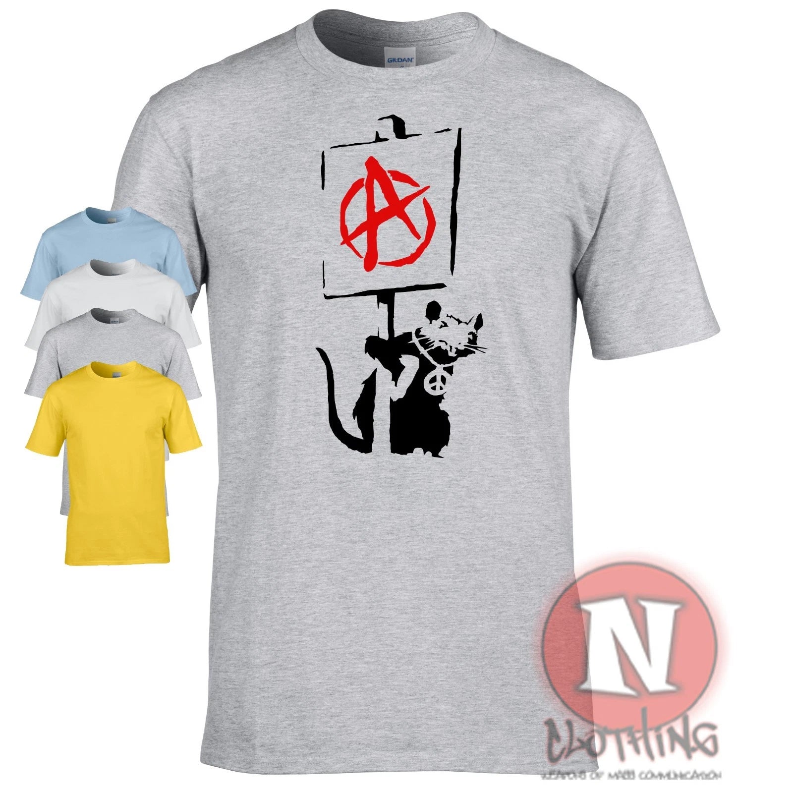 Banksy Anarchy Rat T-Shirt Anarchist Stencil Art Tee Punk Rat Political