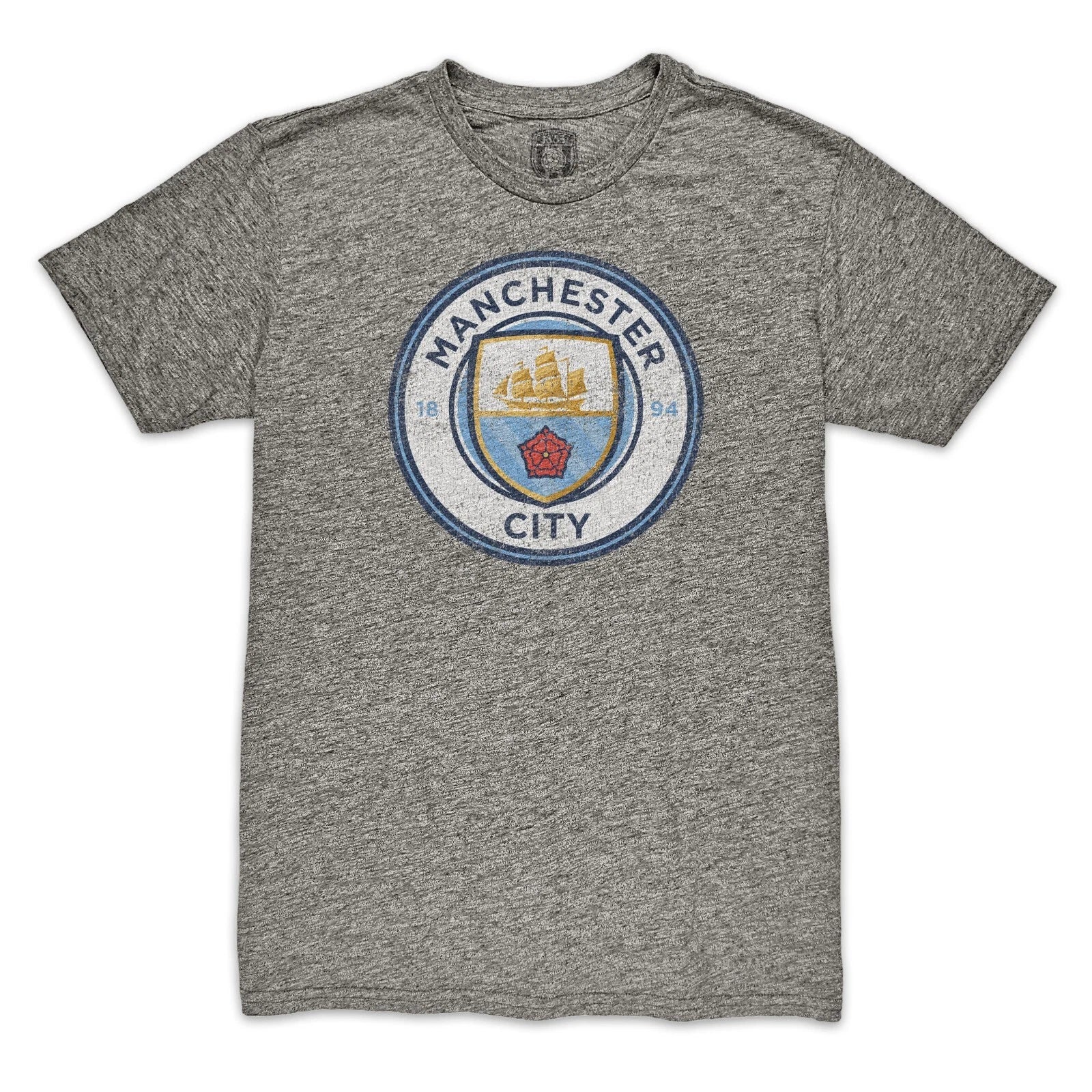 Manchester City Badge Premium Vintage Triblend Slub T-Shirt Grey - 1863FC