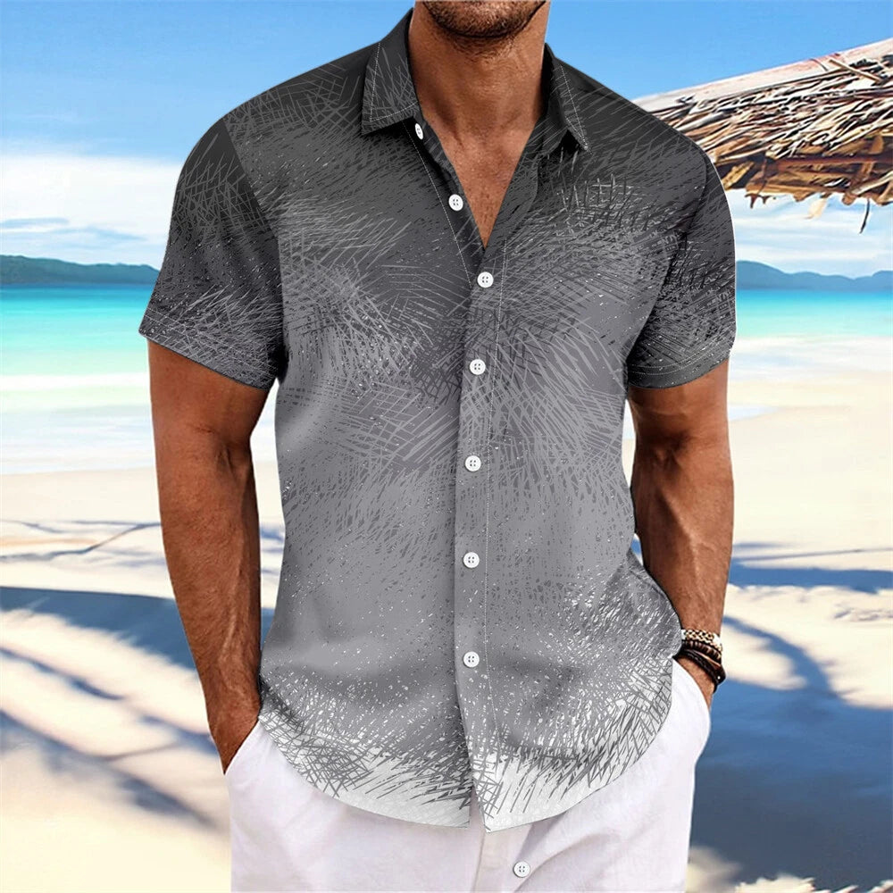 Men's Printed Shirt Casual Slim Shirts Short Sleeve Button Down Tops Blouse