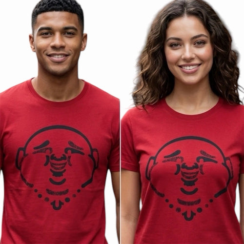 $89 TRUE RELIGION Red ORIGINAL BUDDHA FACE Short Sleeve Designer Graphic T-shirt