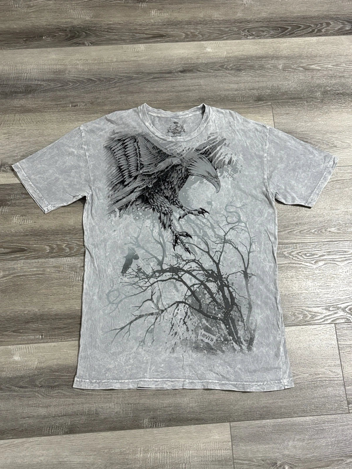 Levi’s Grey Tie Dye Eagle Shirt Y2K Retro Skater Streetwear - Men’s XL