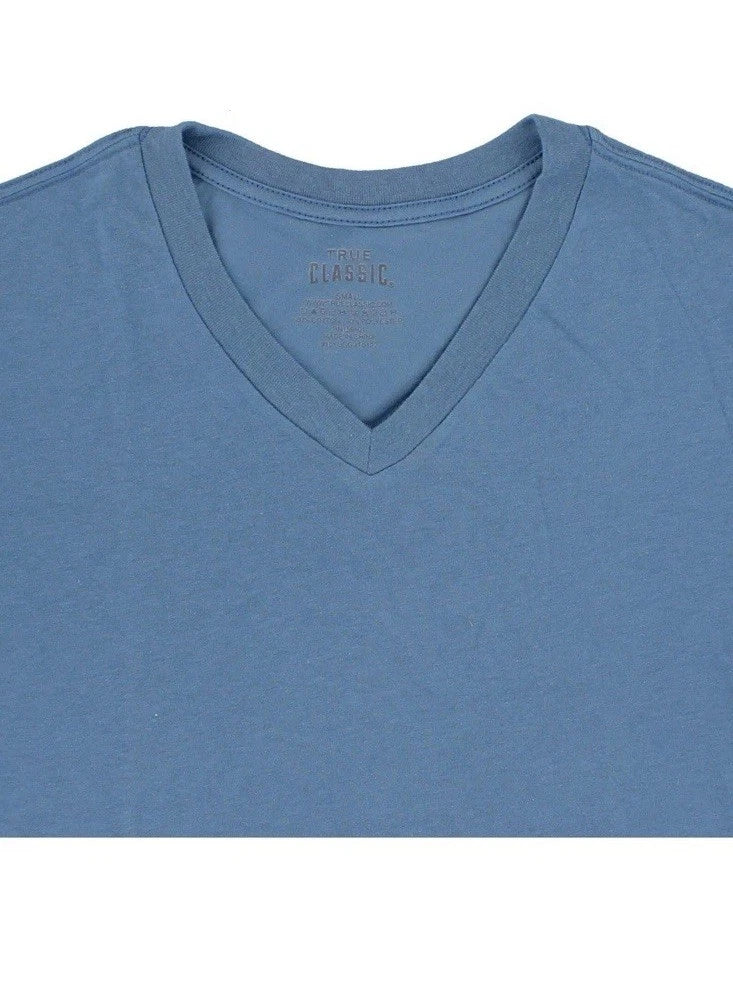 True Classic Mens 2XL Light Blue V- Neck Short Sleeve Tagless Regular Fit NWOT
