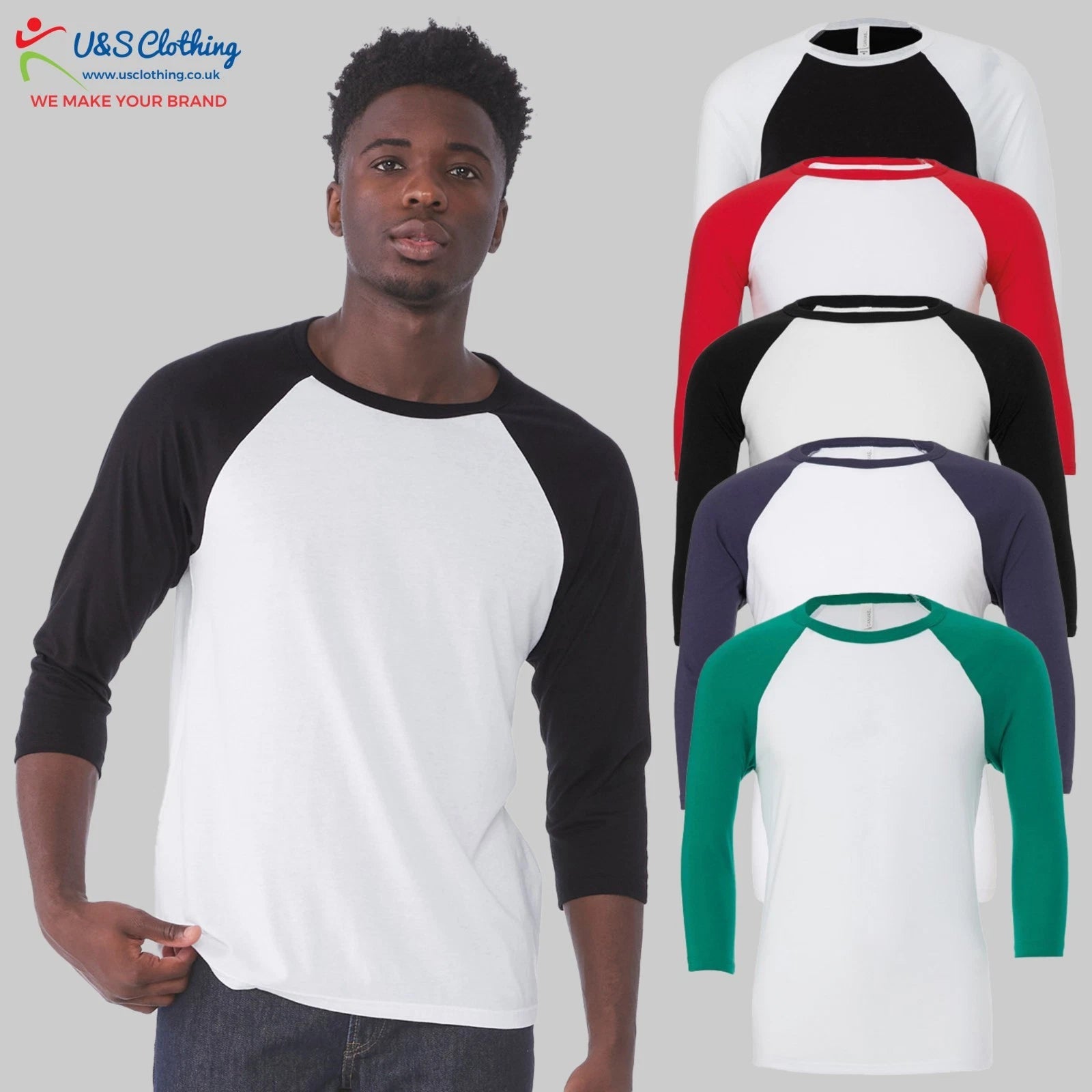 Unisex Triblend ¾ Sleeve Baseball T-Shirt Raglan Sleeve Casual Adults Tee Tops