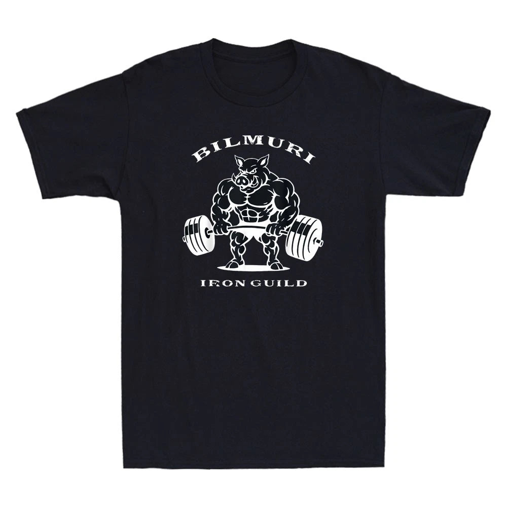 BilmurI Iron Guild Funny Pig Weight Lifting Gym Workout Fitness Men's T-Shirt