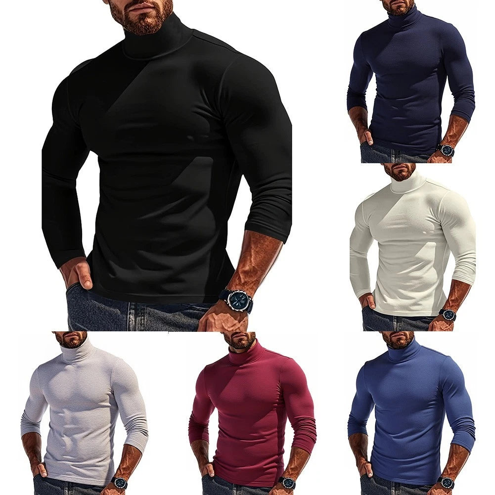 Mens Thermal Pullover Long Sleeve Turtleneck Shirt Slim Fit Basic Tops for Fall