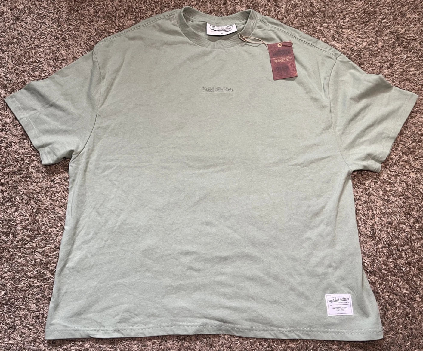 NEW Mitchell & Ness Branded M&N Script Oversized T-Shirt (2XL - Sage)