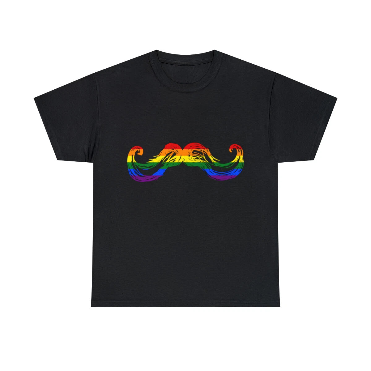 Gay Pride Mustache Graphic Tee Shirt, S-5XL