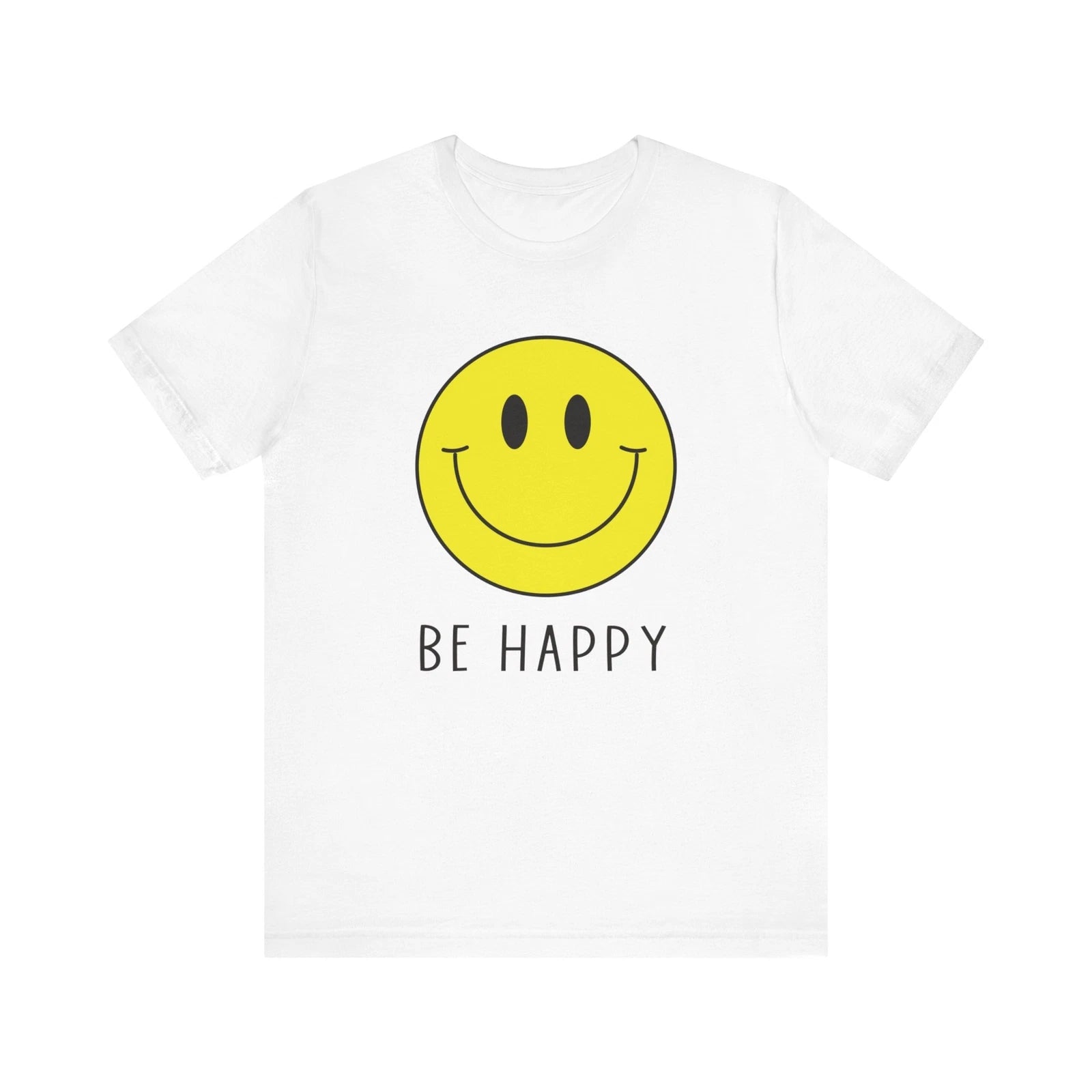 Unisex Be Happy Yellow Smile Face Shirt Happy Face Cute Hippie 70s T-Shirt