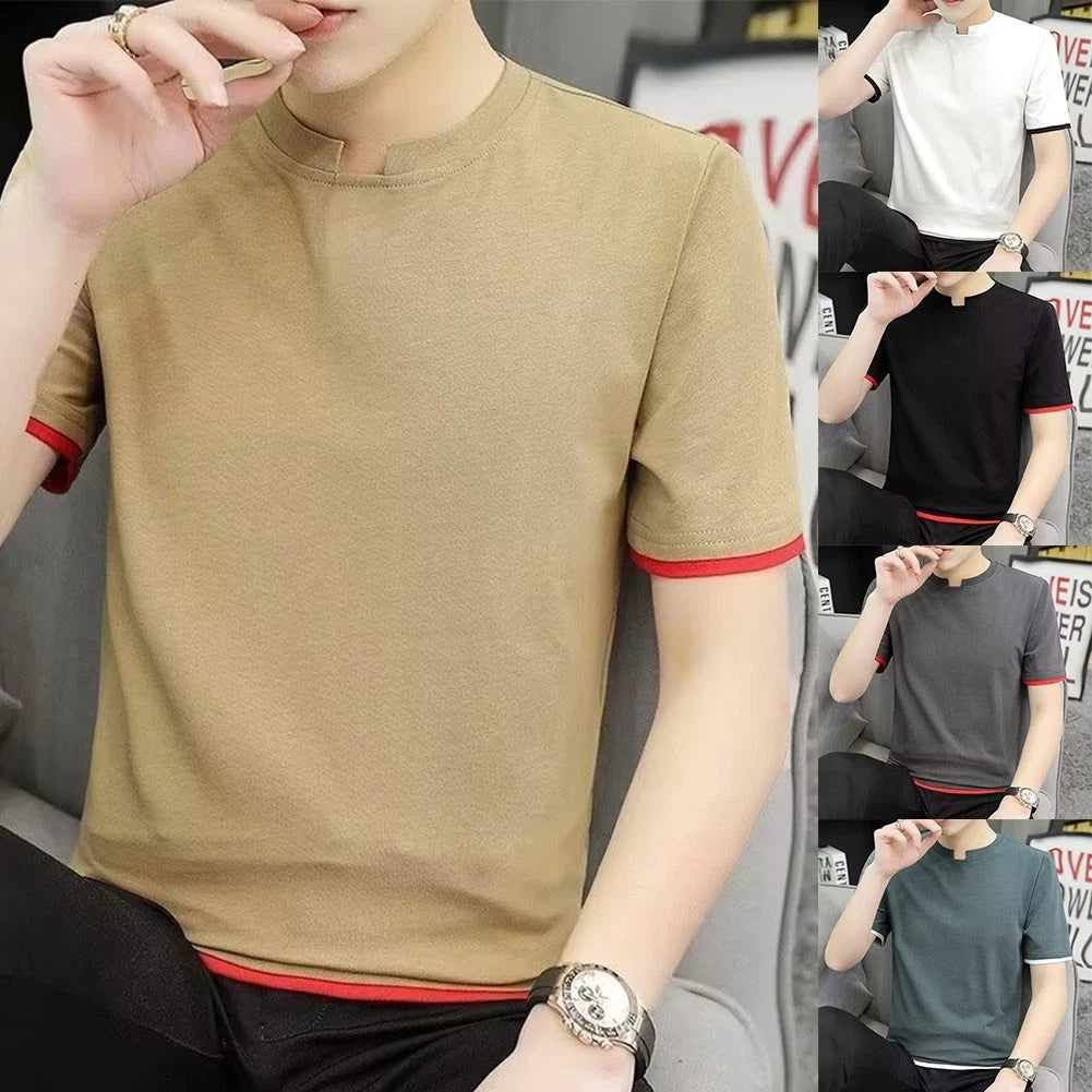 Men's Casual Sports T Shirt Slim Fit with Round Neck and Short Sleeves
