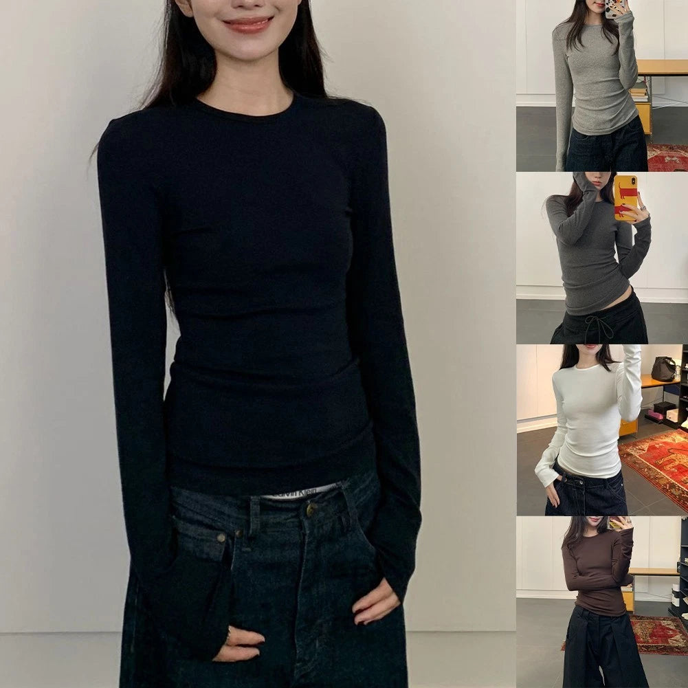 For Casual Wear Slim Fit T-shirt Long Sleeve Top Casual Wear Everyday Layering