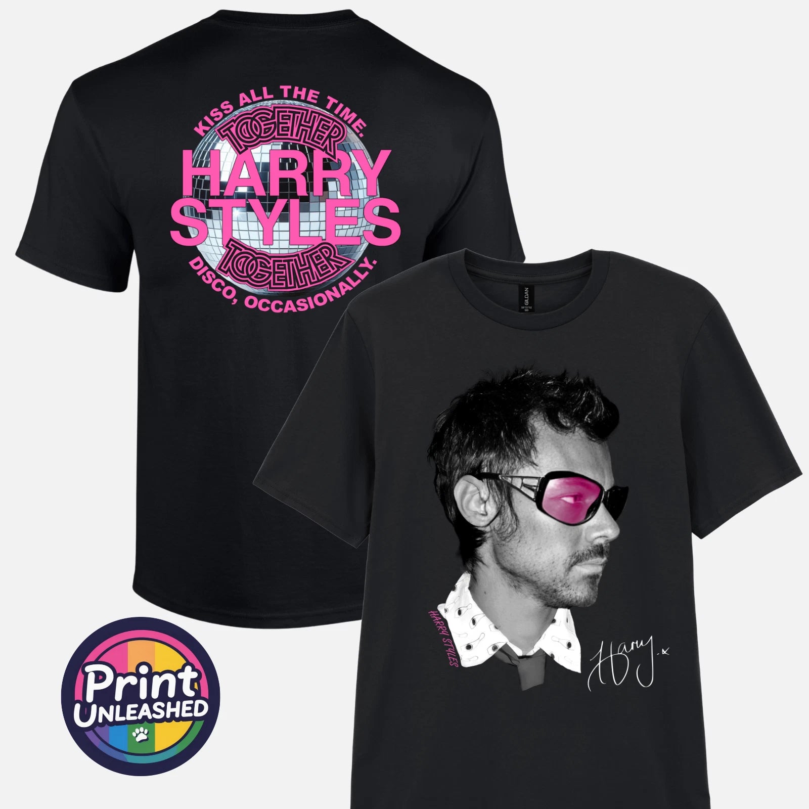 Harry Styles T-Shirt Kiss All The Time Front & Back Together Tour Tee Unisex