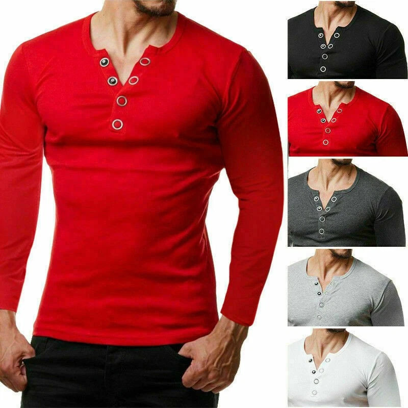 Men's Slim Tee Shirt Tops Sweater Fit Long Sleeve Slim T-shirts Casual Sports