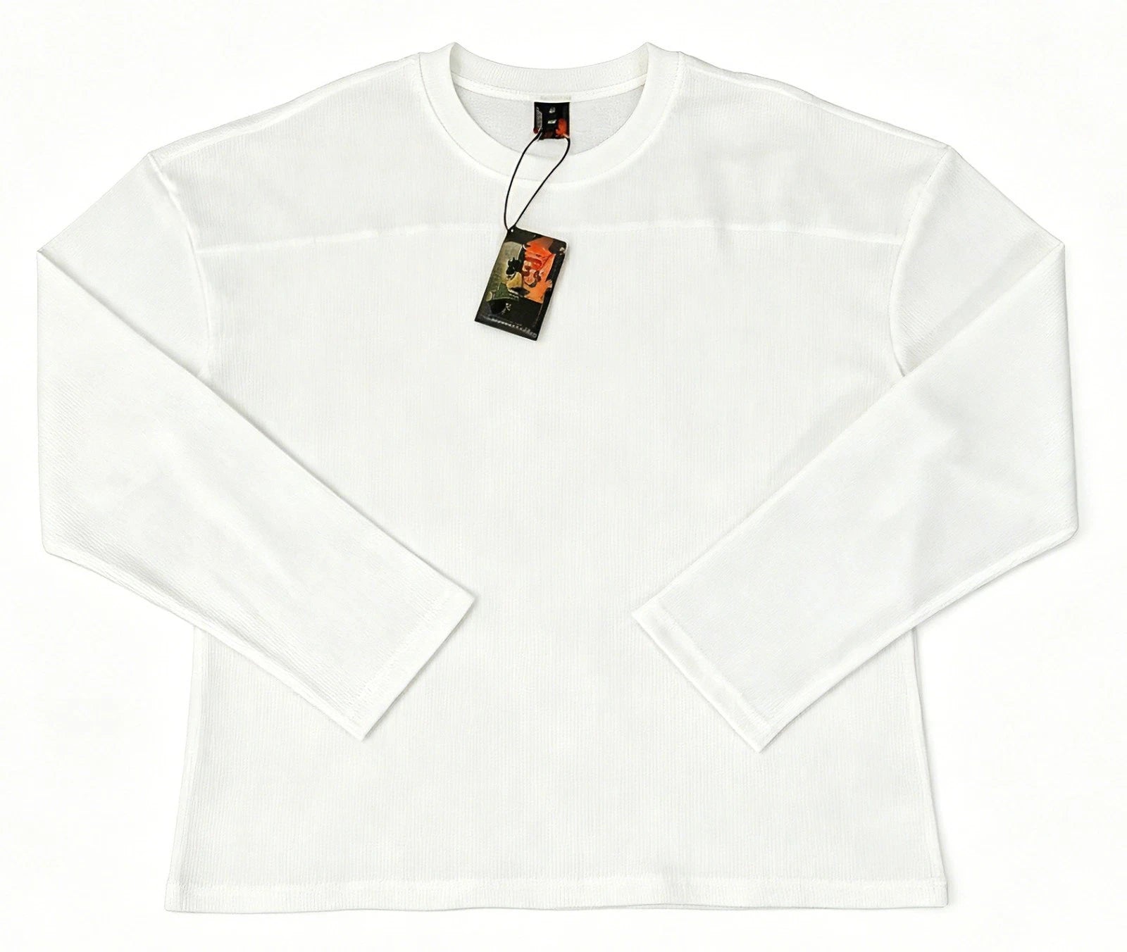 Derschutze Embroidered Cherry Blossom Waffle Shirt for Men and Women Long Sleeve