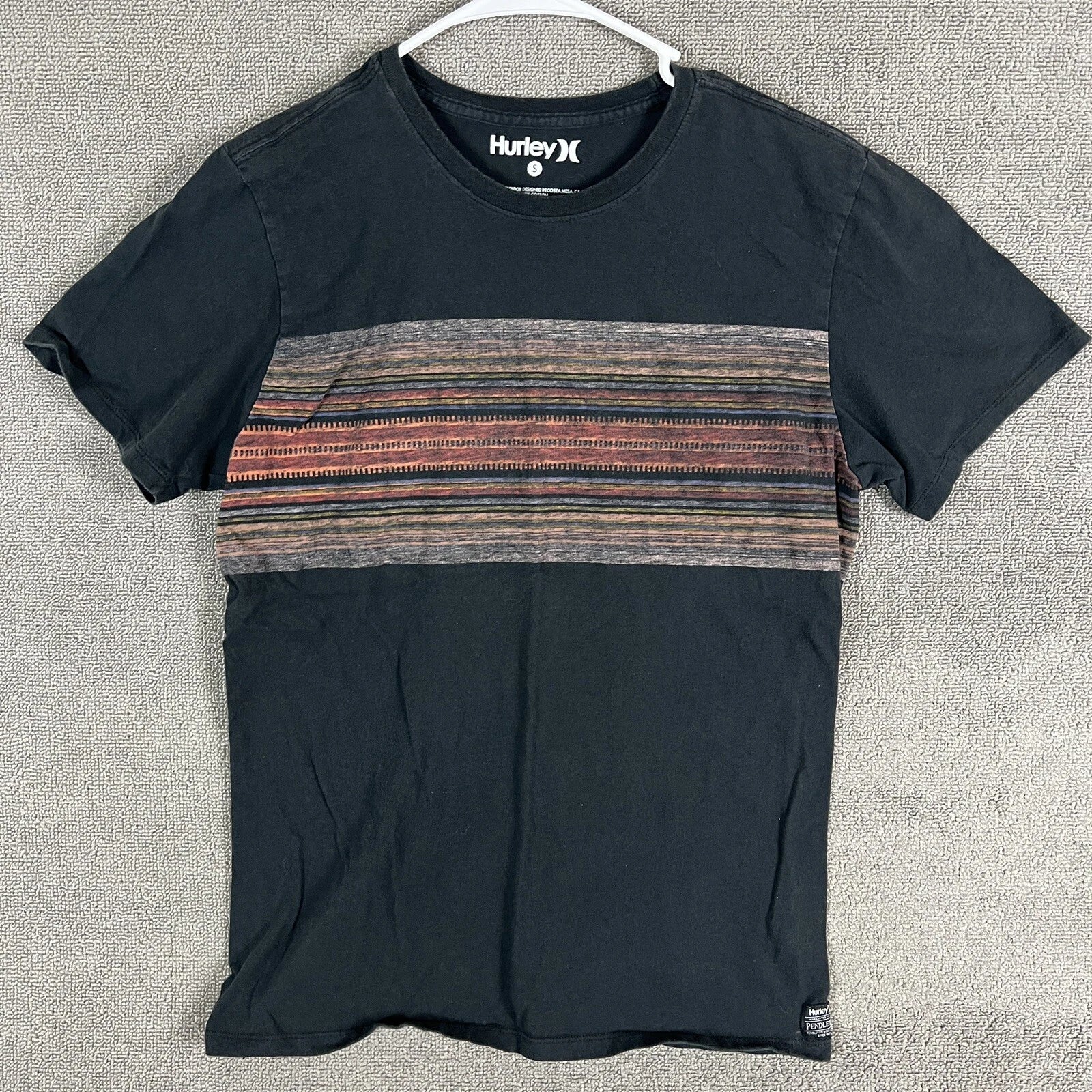 Hurley Pendleton T Shirt Mens Size Small Short Sleeve Solid Black